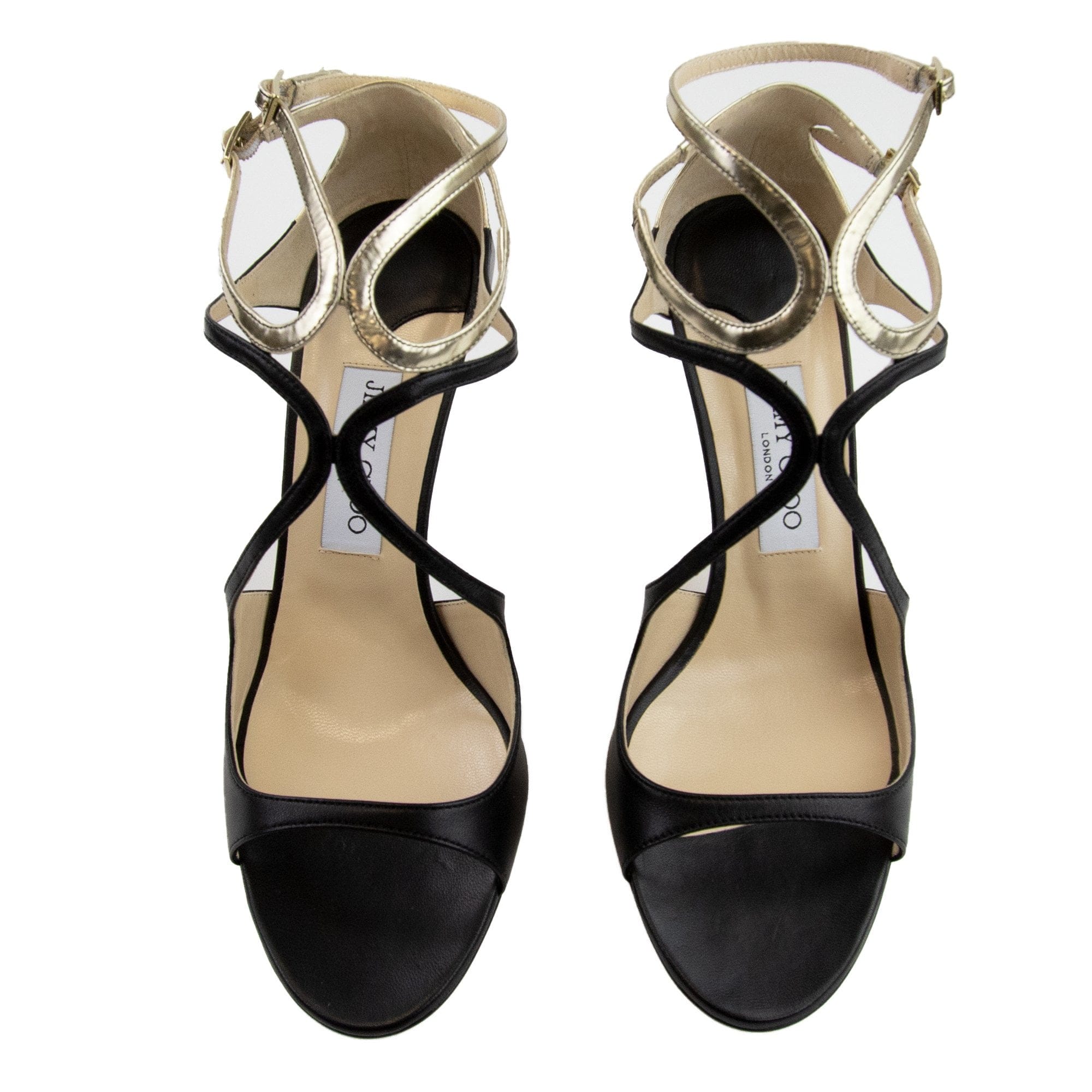 Jimmy Choo Ivette Nappa Mirror Leather Sandals Black/light Platinum
