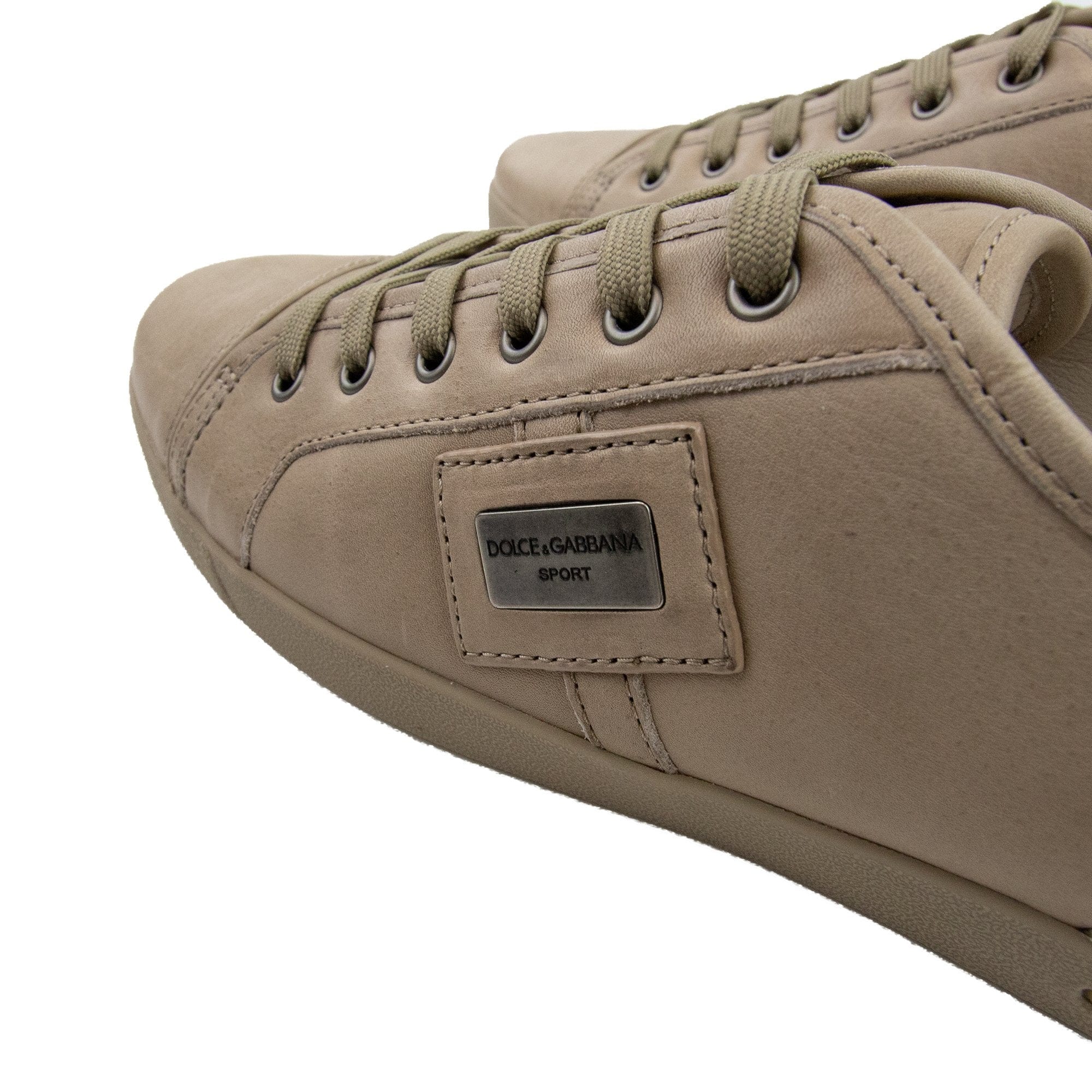 Dolce & Gabbana Sport Leather Sneaker Ecru