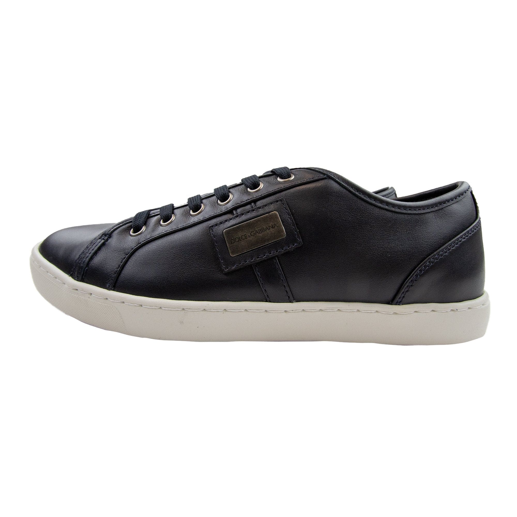 Dolce & Gabbana Round Toe Leather Sneaker Black/White
