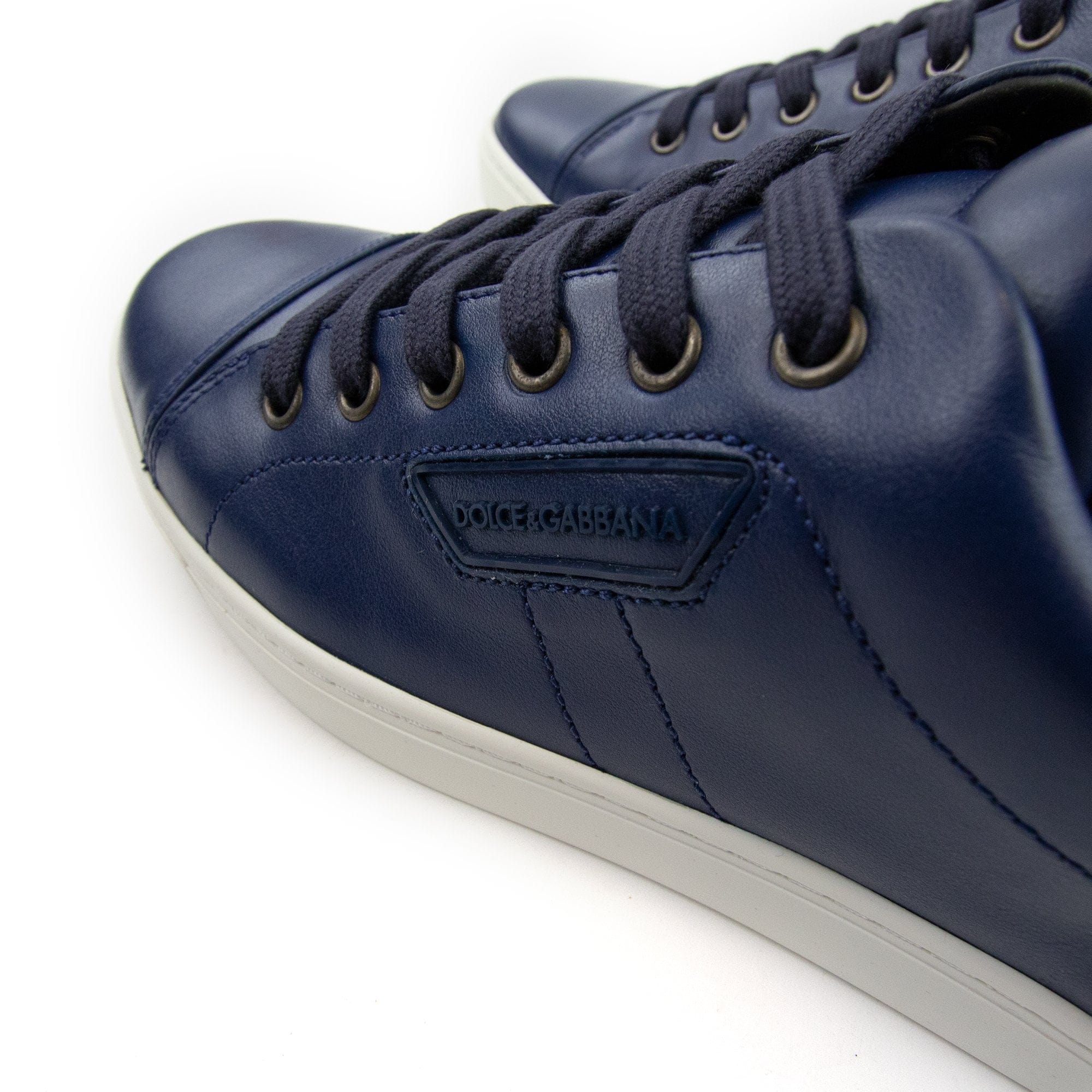 Dolce & Gabbana Round Toe Leather Sneaker Blue/White