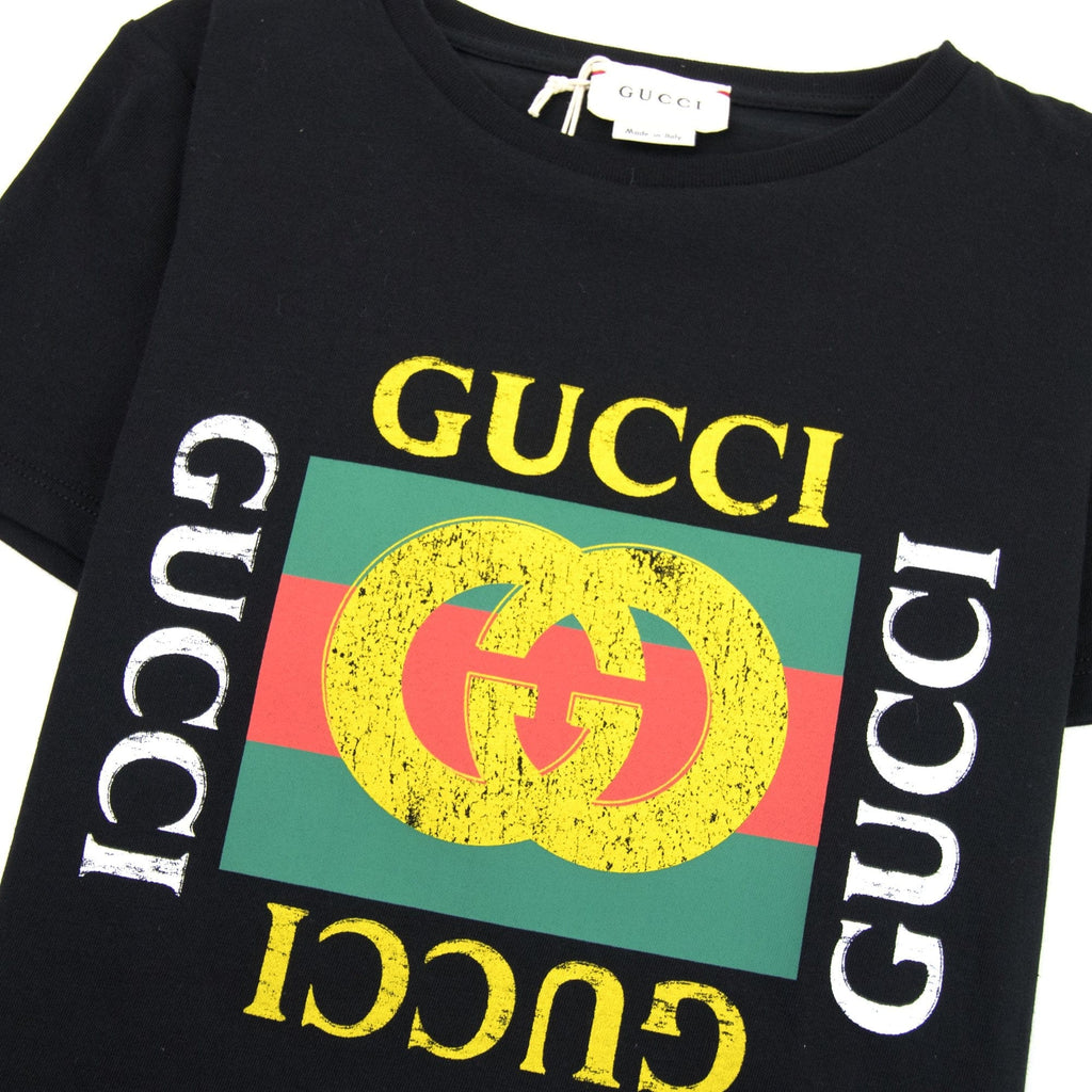 Gucci Junior Gucci Logo T-shirt Black 1060