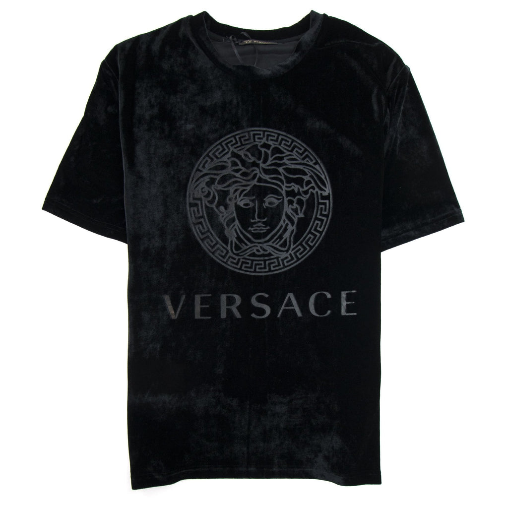 Versace Velour Medusa T-Shirt Black