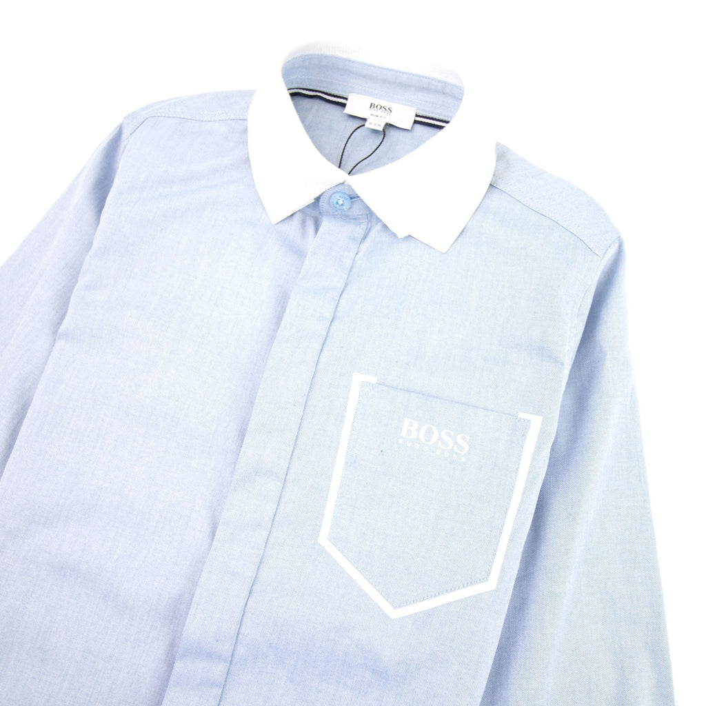 Hugo Boss Kids Long Sleeve Contrast Pocket Shirt Sky Blue