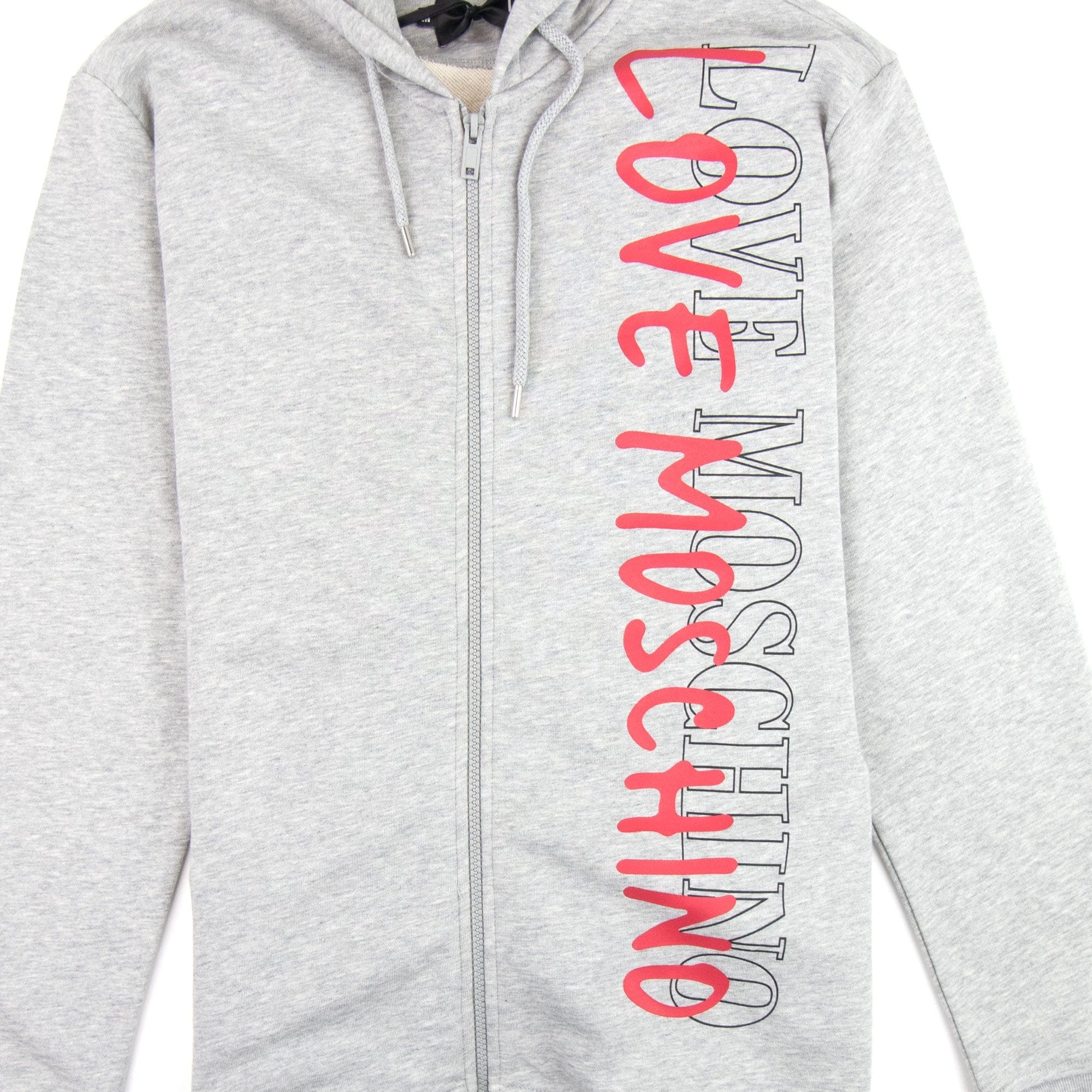 Love Moschino Overlap Script Logo Zip Up Hoodie Grey