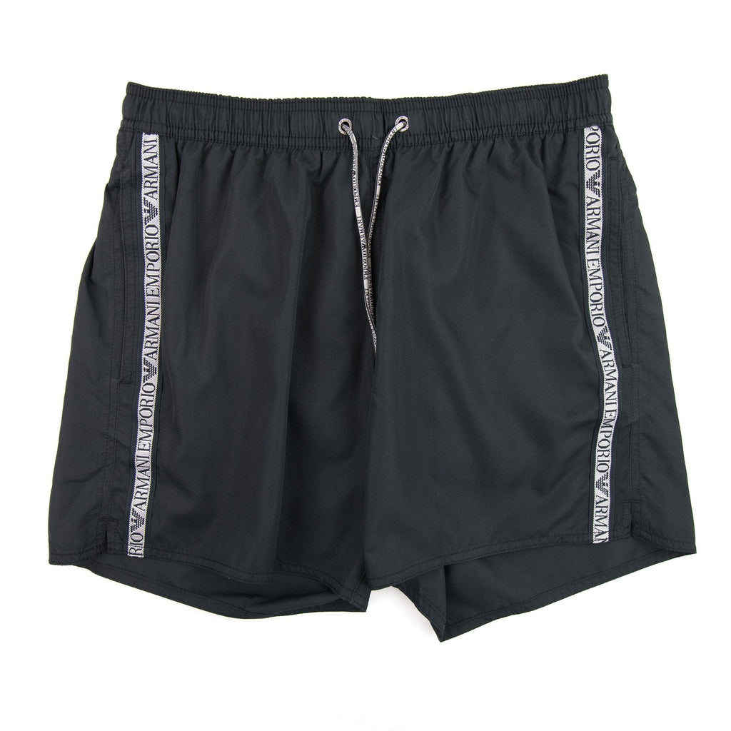 Emporio Armani Silver Side Logo Swim Shorts Black 00020