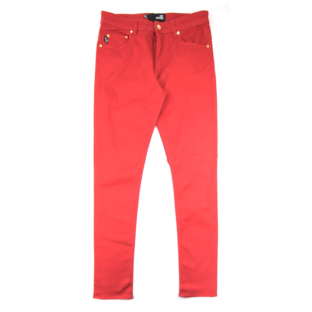 Love Moschino Metal Peace Logo Jeans Red