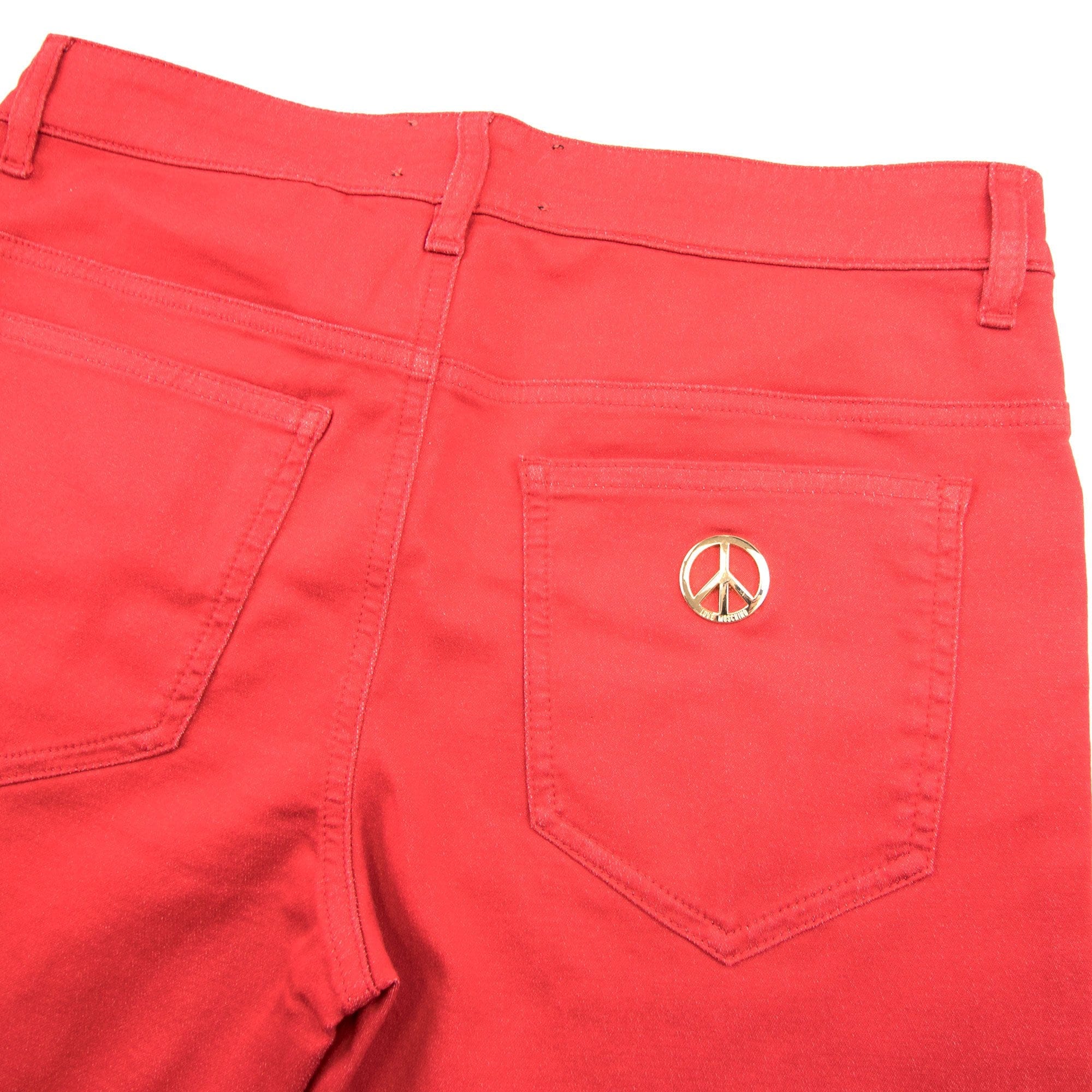 Love Moschino Metal Peace Logo Jeans Red
