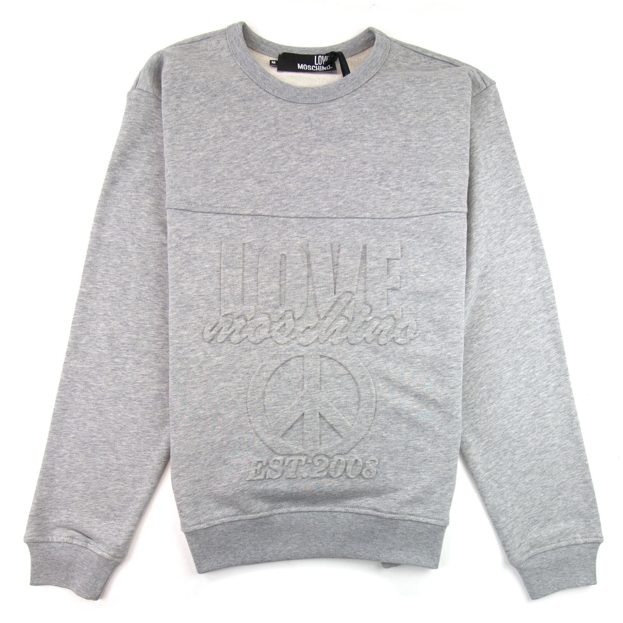 Love Moschino Embossed Peace Logo Sweatshirt Grey