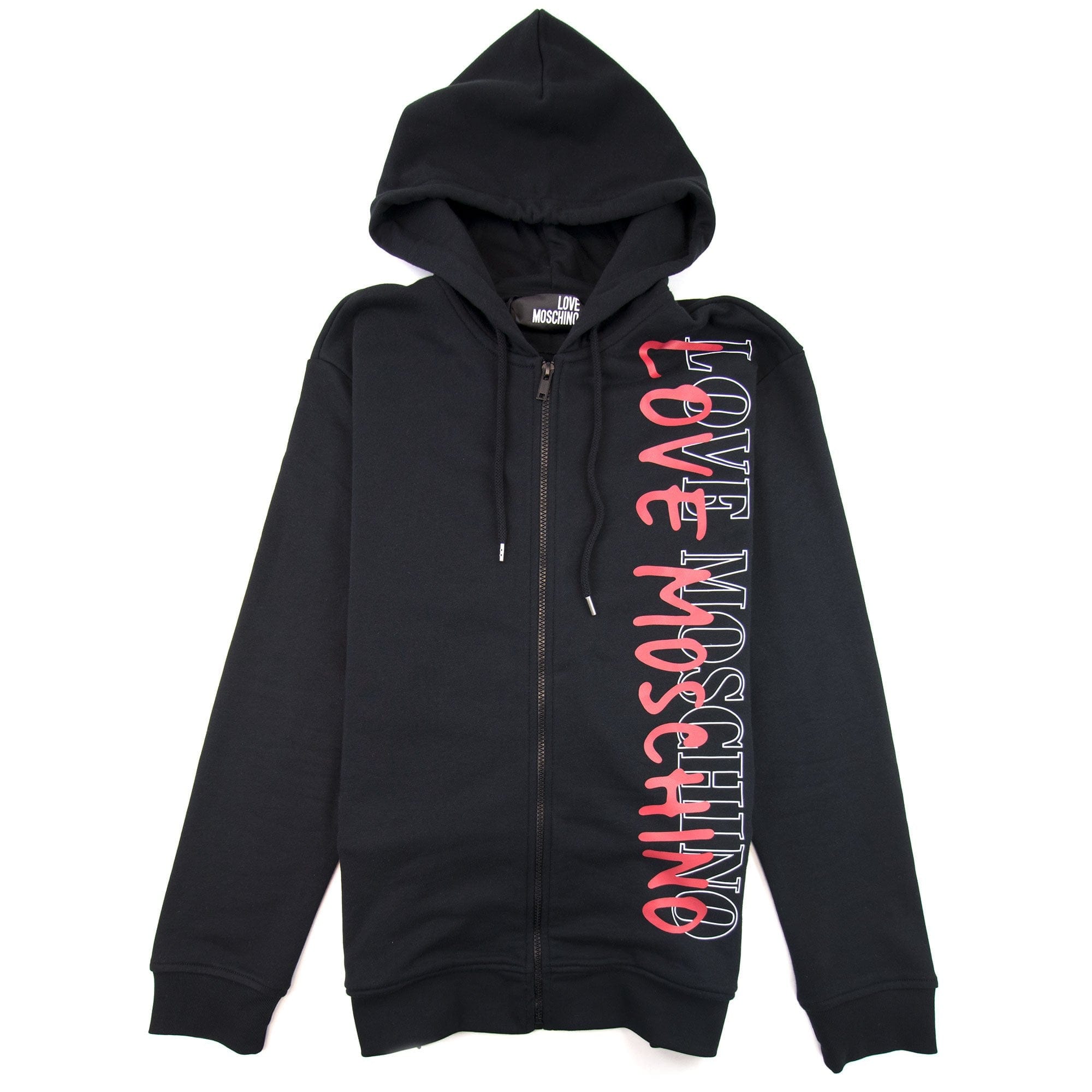 Love Moschino Overlap Script Logo Zip Up Hoodie Black