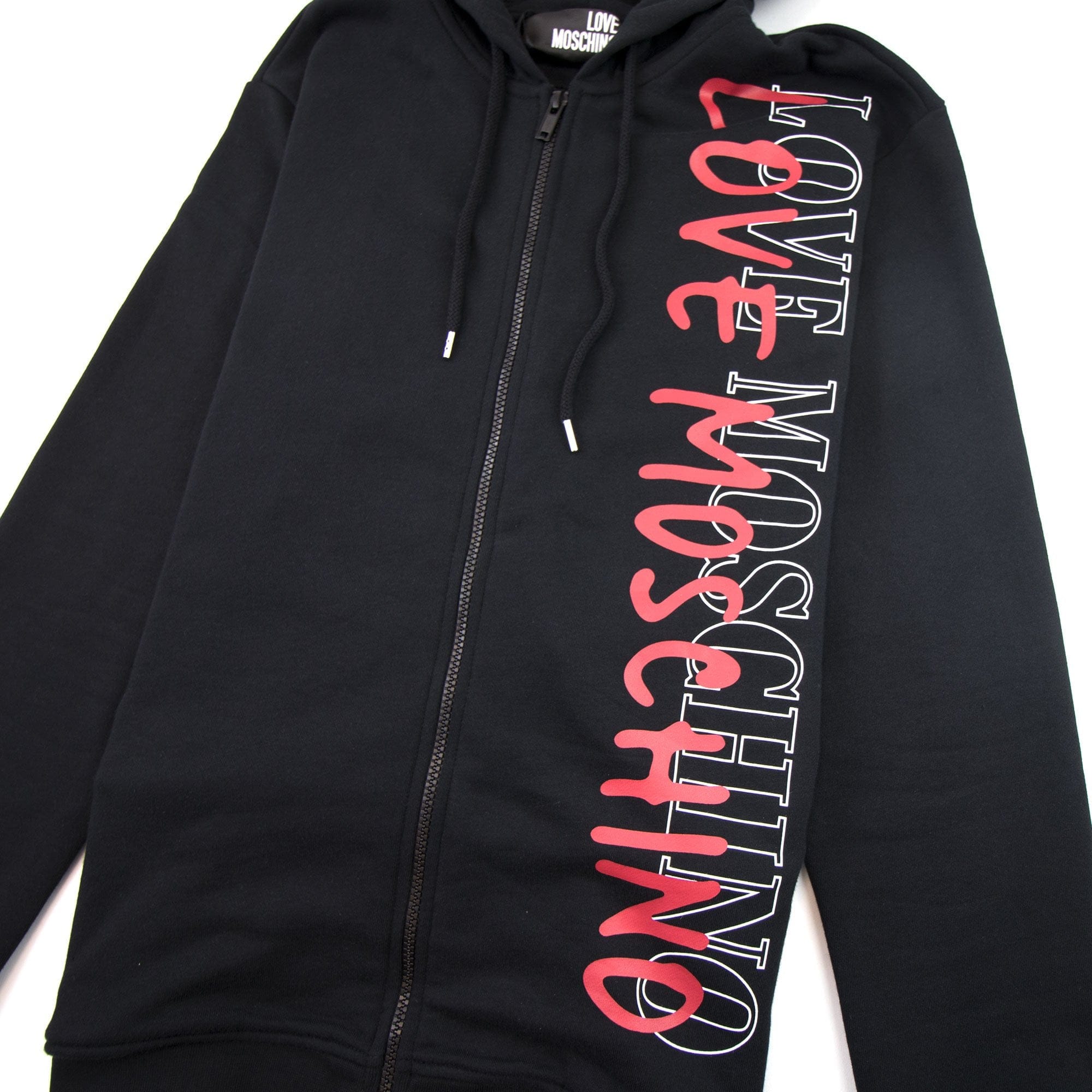 Love Moschino Overlap Script Logo Zip Up Hoodie Black