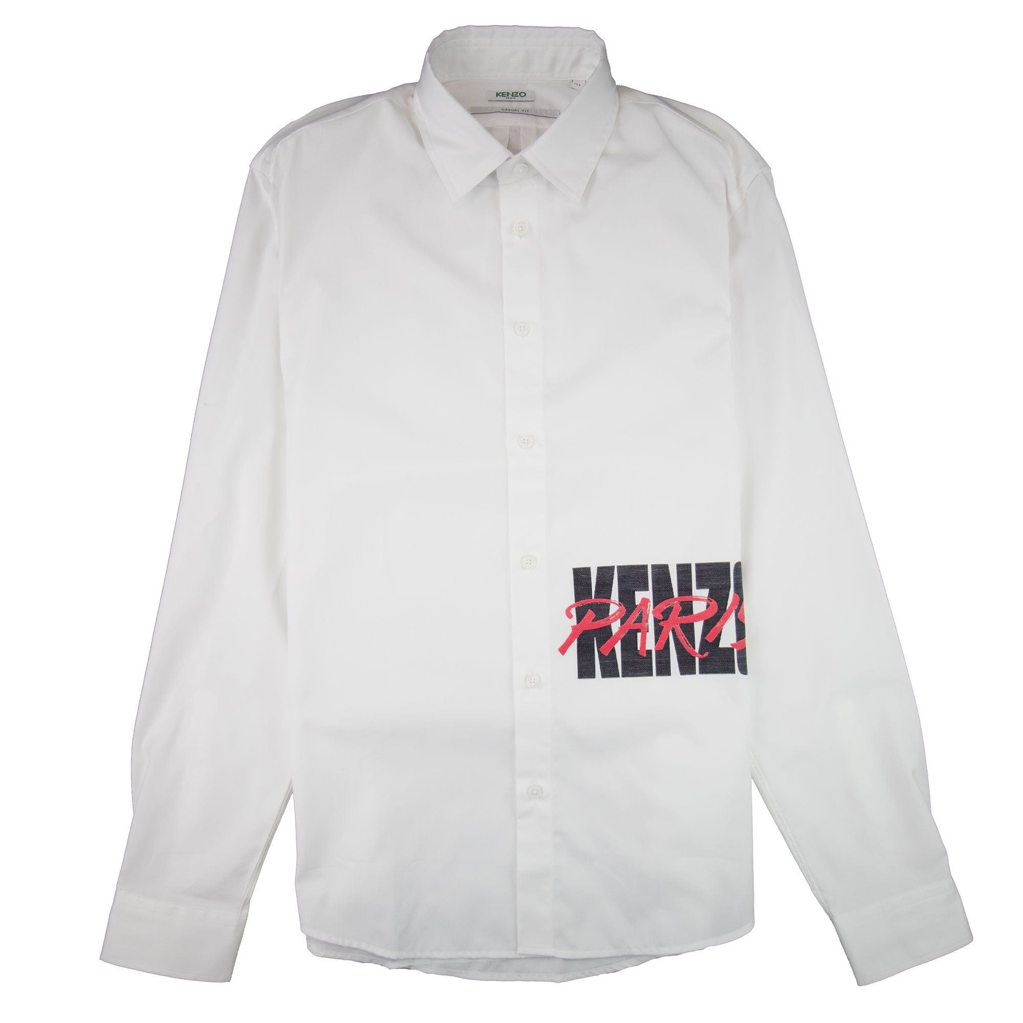 Kenzo Script Logo Long Sleeve Shirt White