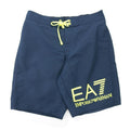 EA7 Neon Yellow Logo Swim Shorts Navy Blue