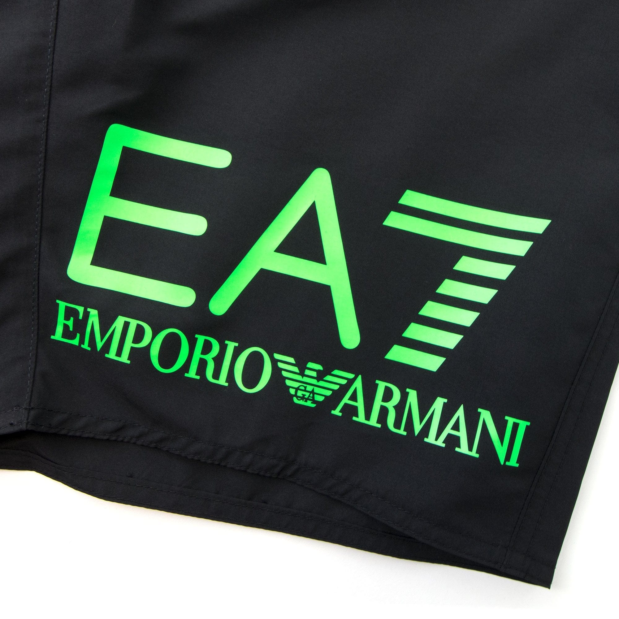 EA7 Neon Green Logo Swim Shorts Black