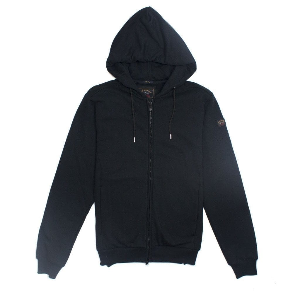 Paul And Shark Arm Patch Enclosed Zip Up Hoodie Black