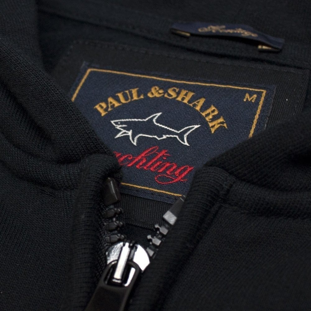 Paul And Shark Arm Patch Enclosed Zip Up Hoodie Black