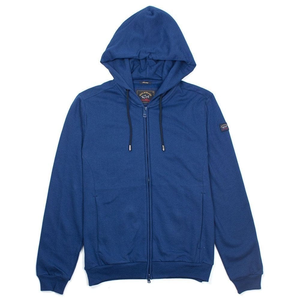 Paul And Shark Arm Patch Enclosed Zip Up Hoodie Royal Blue