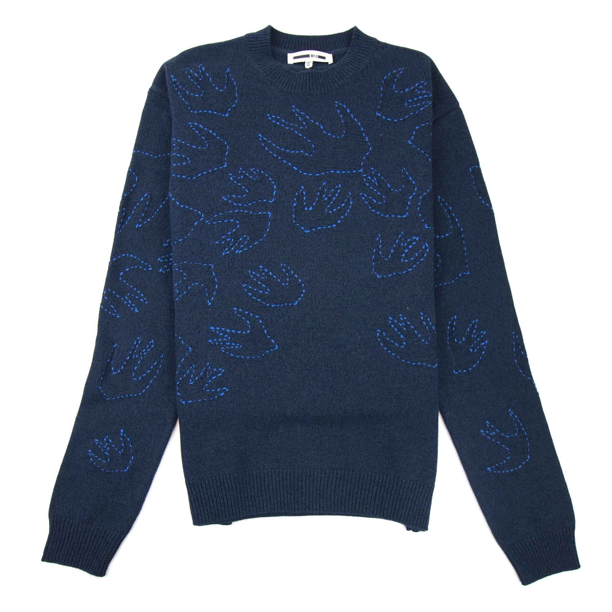MCQ By Alexander McQueen Swallow Swarm Knit Jumper Navy 4014