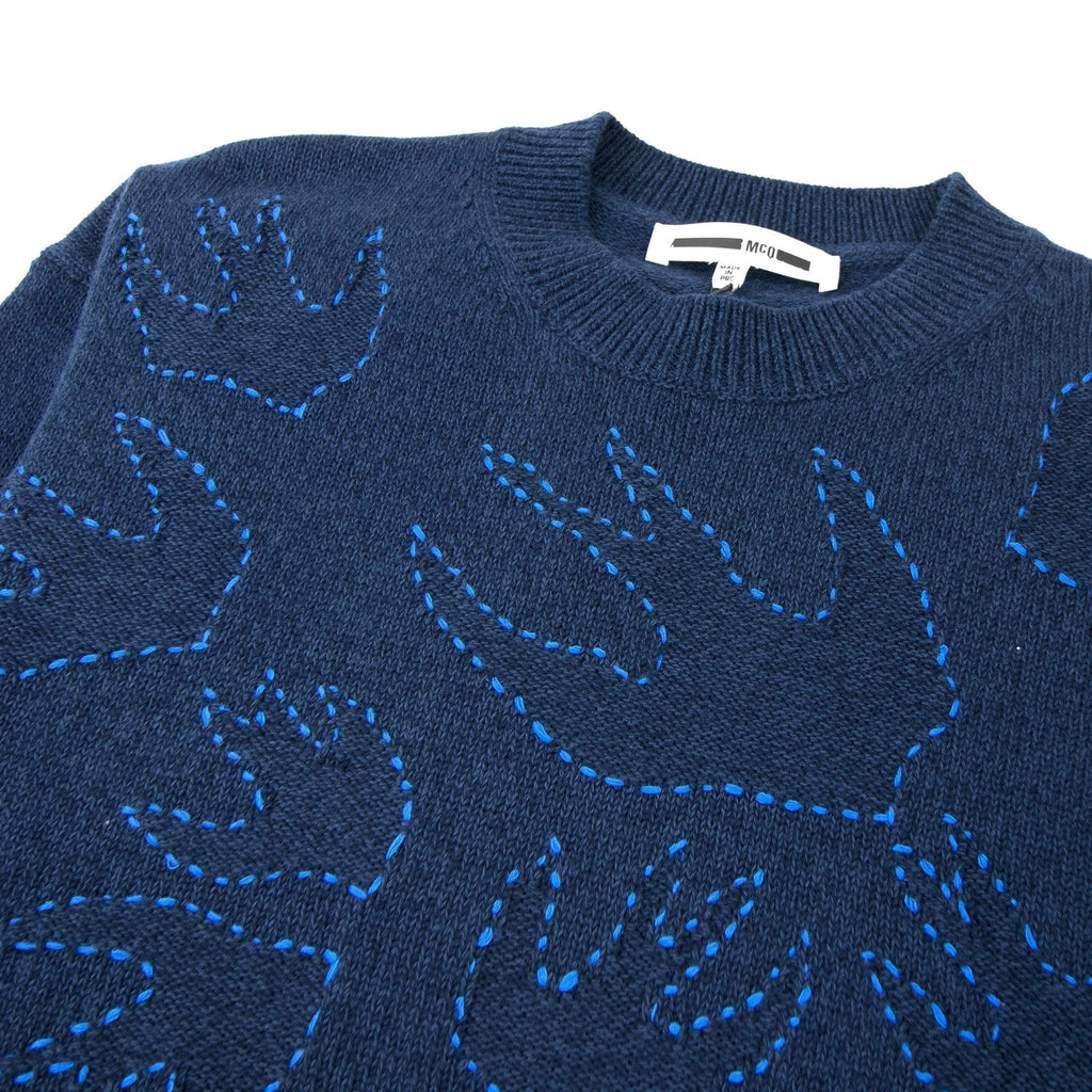 MCQ By Alexander McQueen Swallow Swarm Knit Jumper Navy 4014