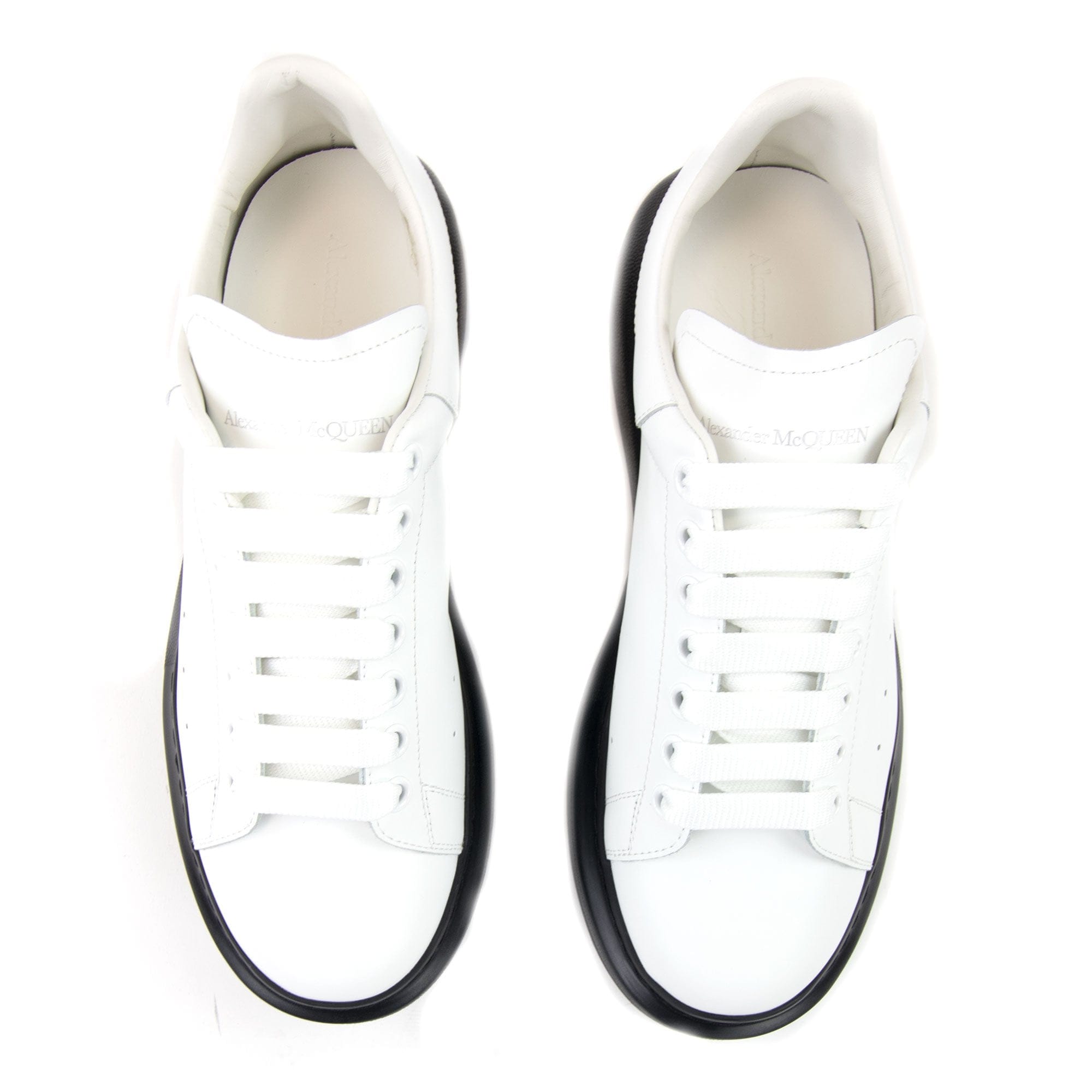 Alexander McQueen Exaggerated-sole Leather Sneakers 9061 White/black