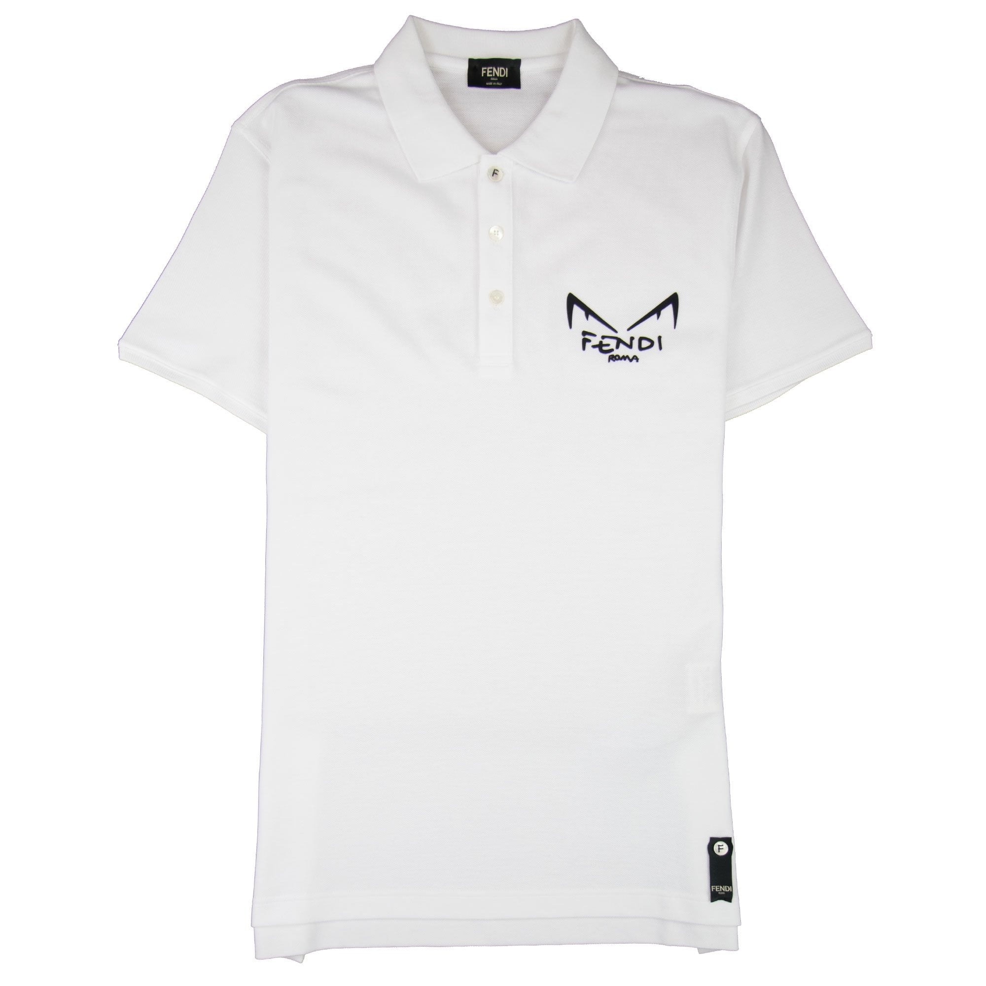 Fendi Bug Eye Fendi Logo Polo Shirt White