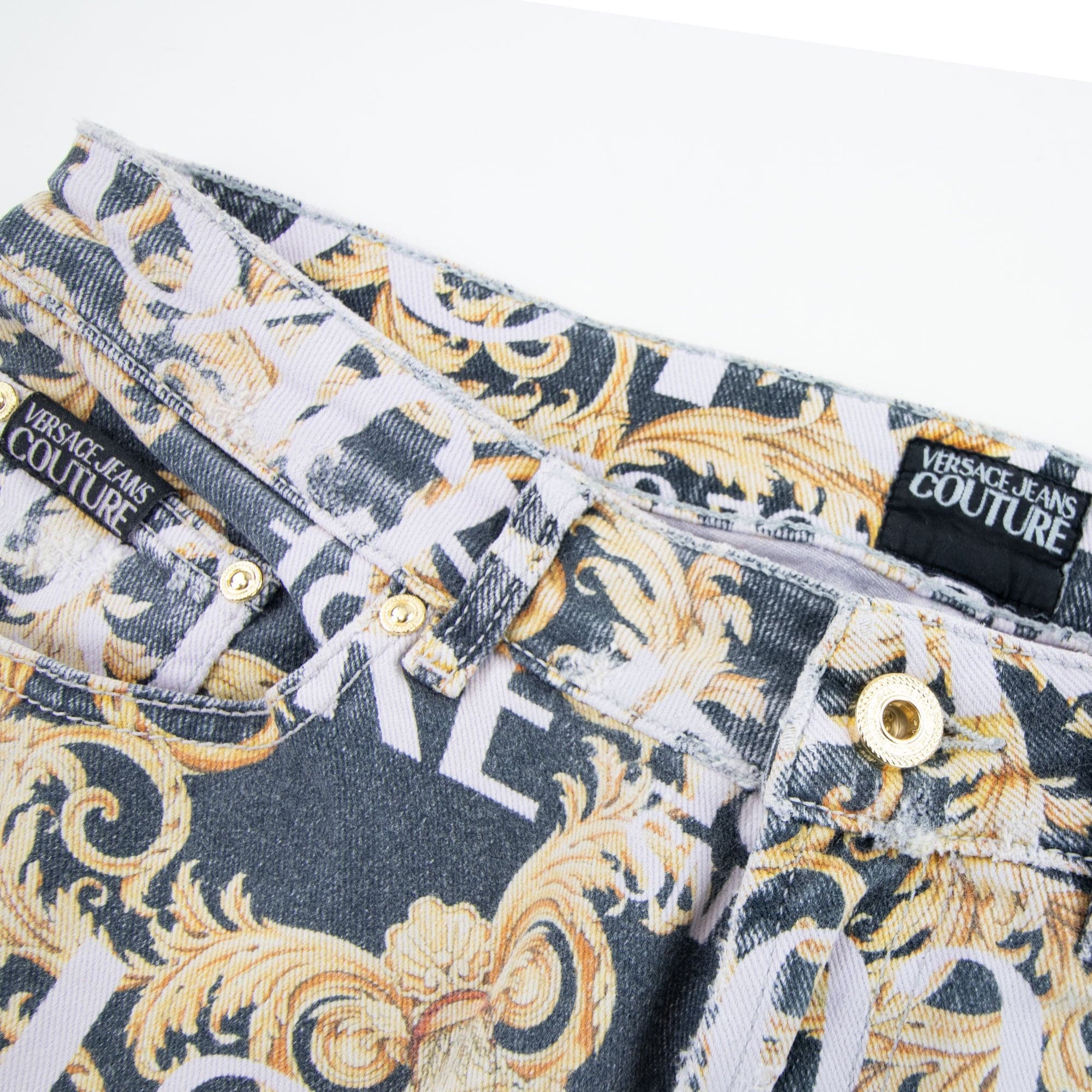 Versace Jeans Couture Logo Baroque Print Skinny Fit Jeans Black
