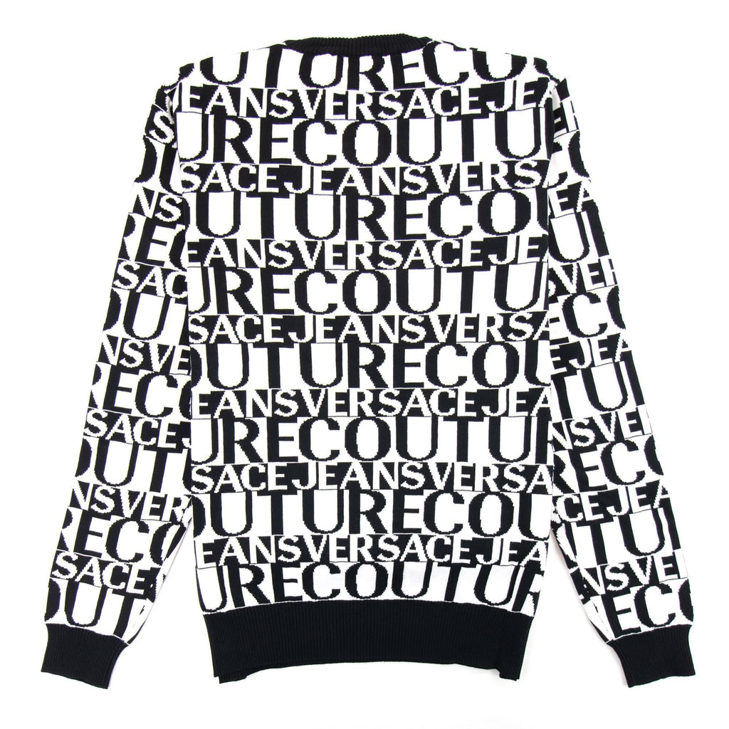 Versace Jeans Couture All Over Print Crew Neck Letter Jumper White/black