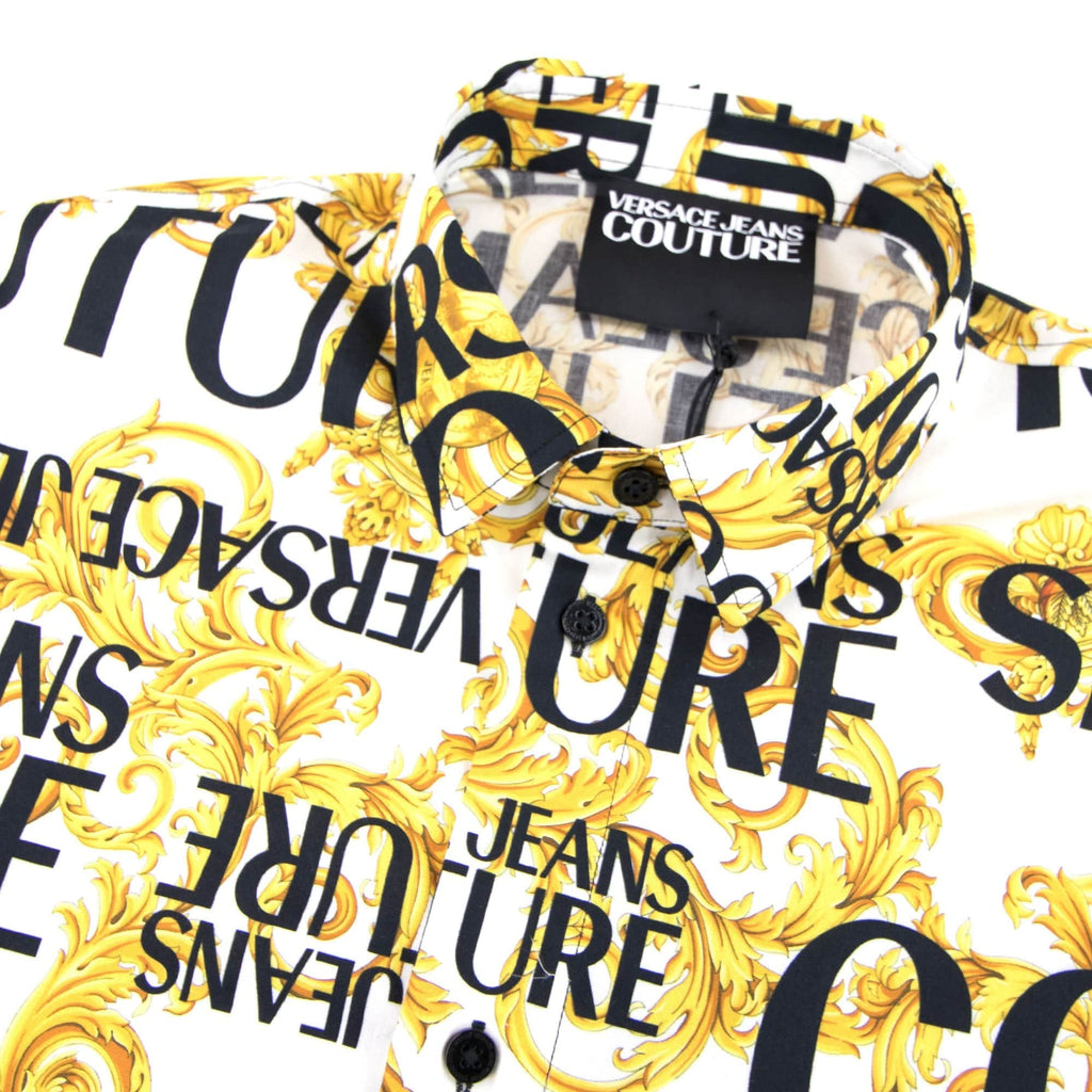 Versace Jeans Couture Logo Baroque Long Sleeve Print Shirt White