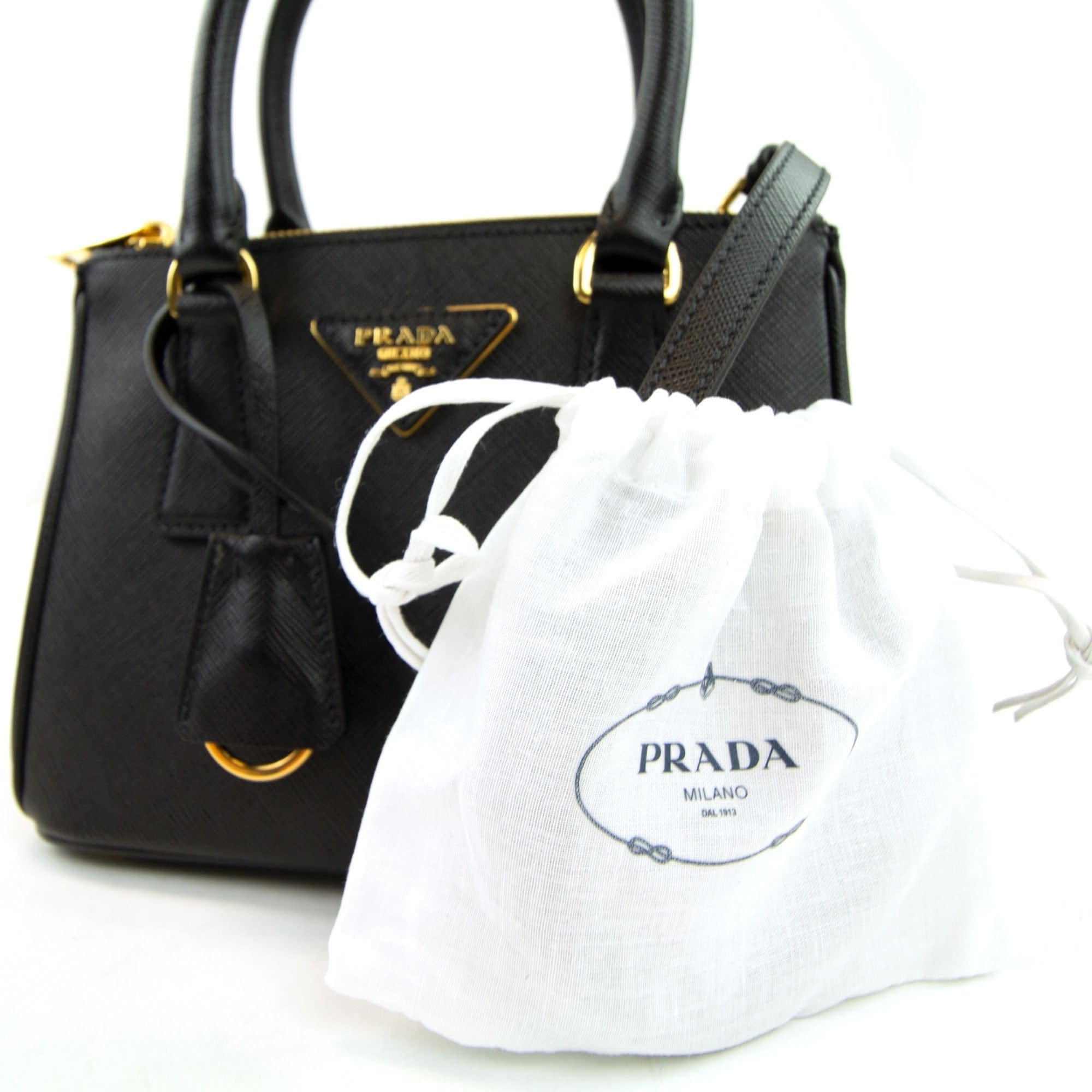 Prada Mini Saffiano Tote Bag Nero