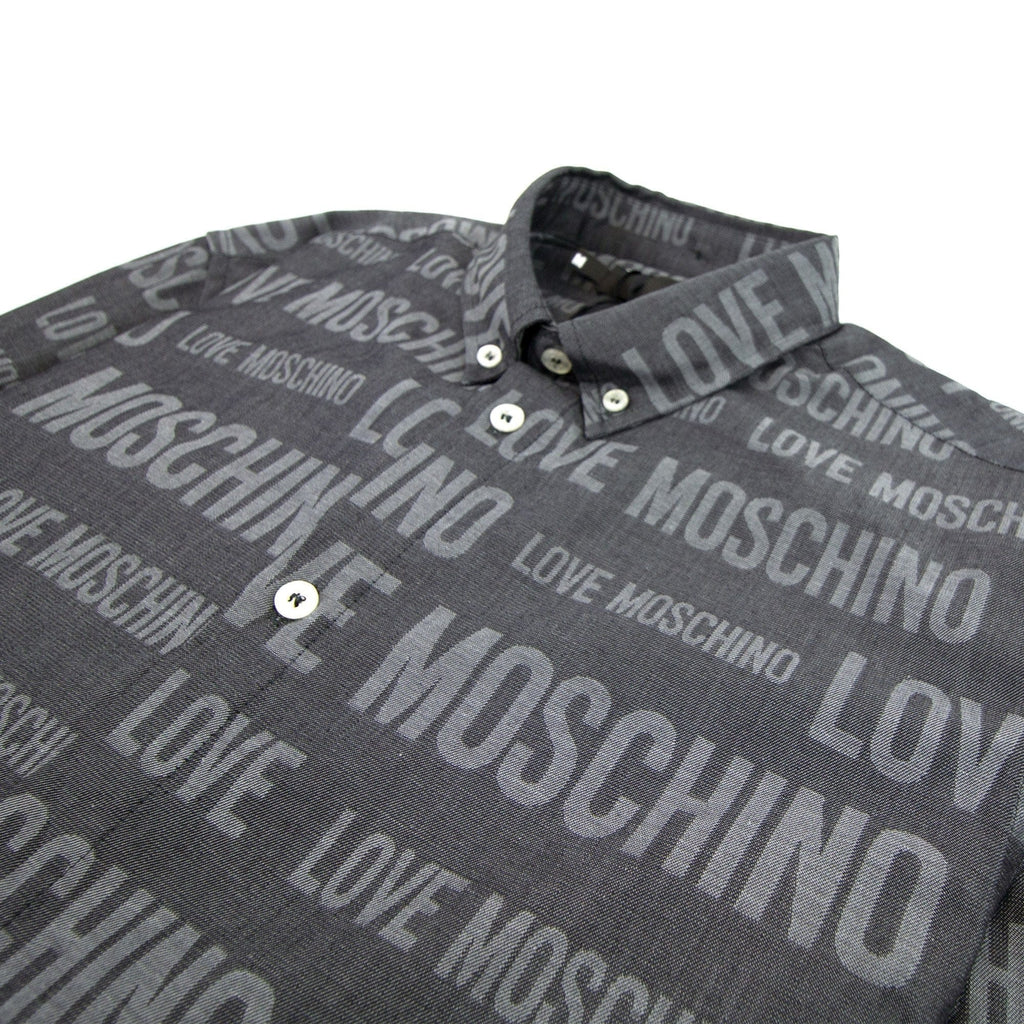 Love Moschino All Over Printed Shirt Dark Grey