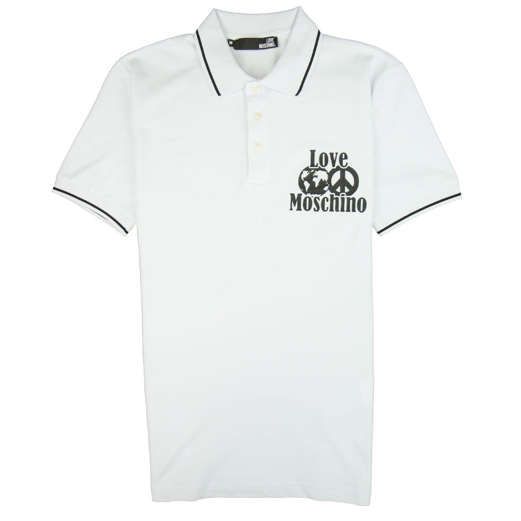 Love Moschino World Peace Polo Shirt White