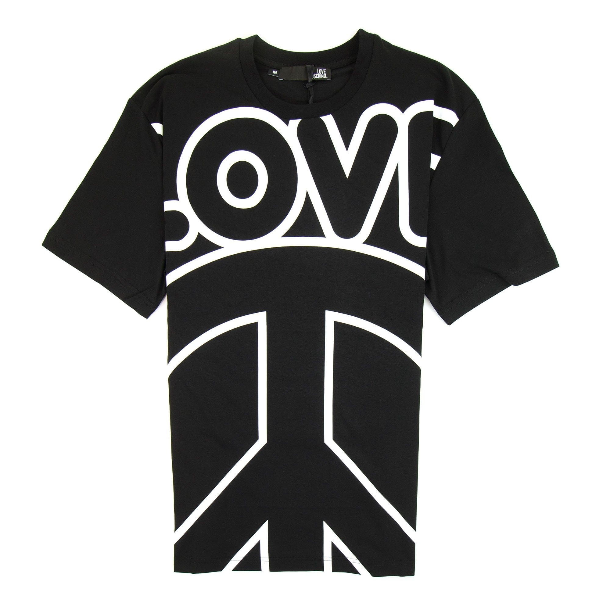 Love Moschino Love Peace Cotton T-shirt Black/White