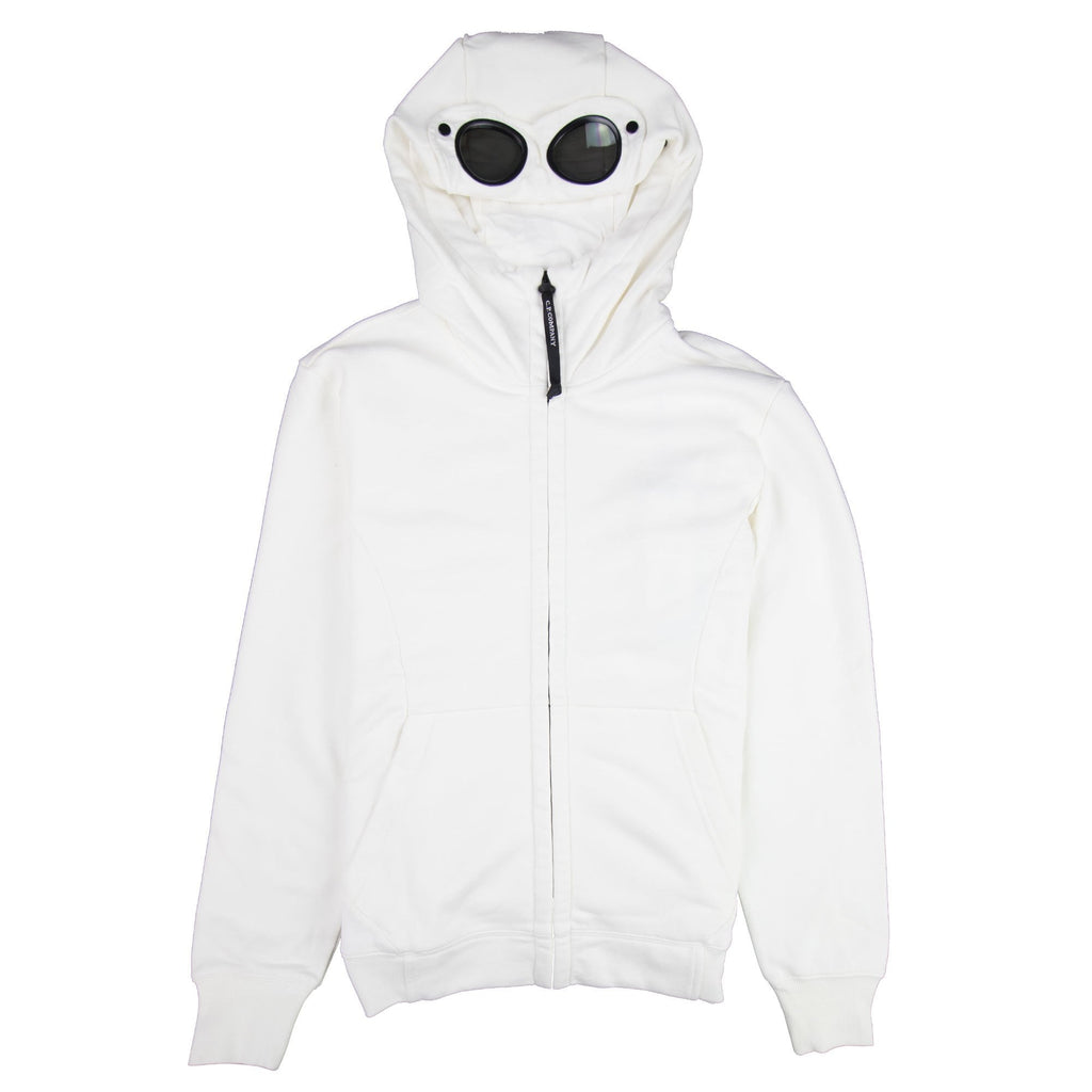 CP Company Diagonal Raised Fleece Goggle Full Zip Hoodie Off White 103
