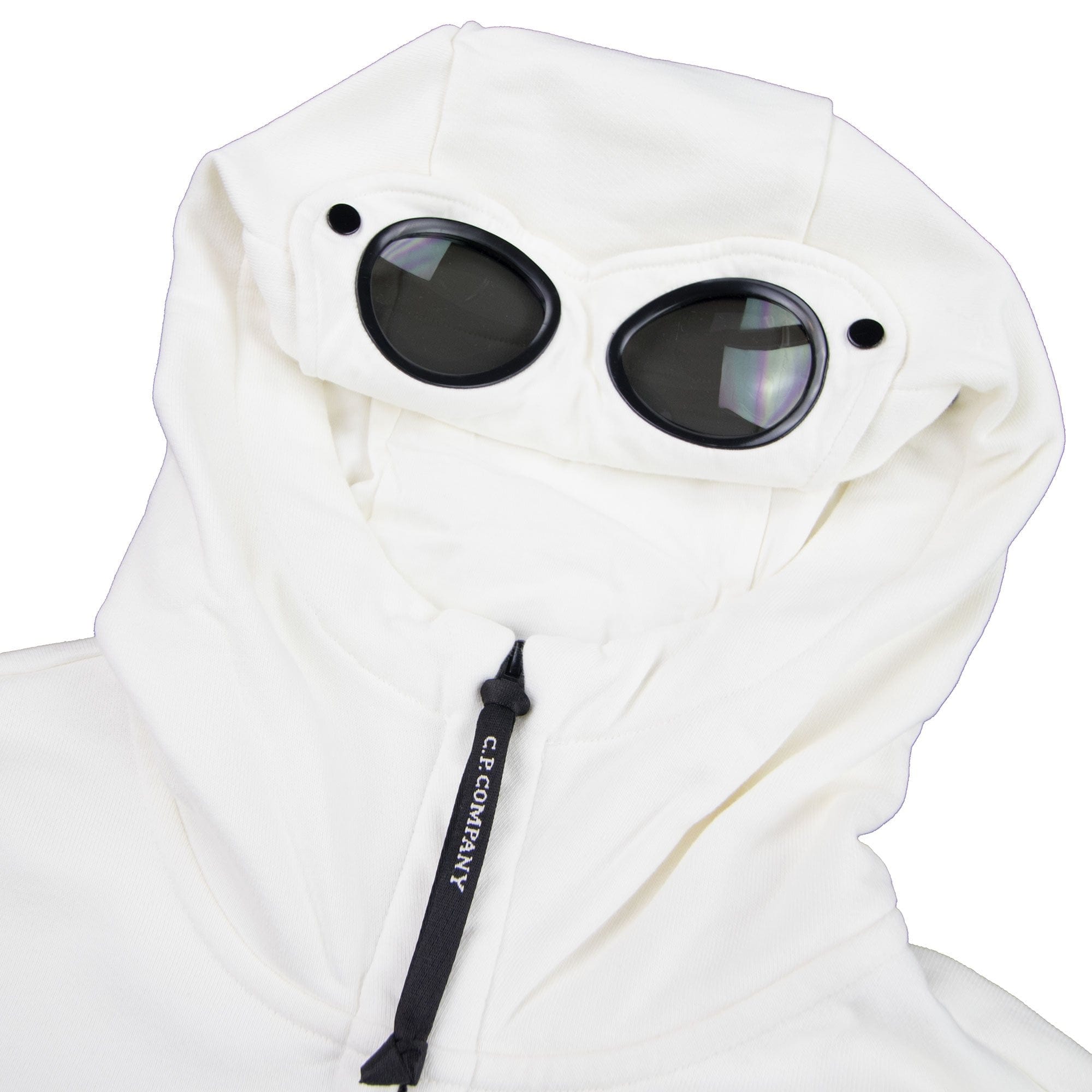 CP Company Diagonal Raised Fleece Goggle Full Zip Hoodie Off White 103
