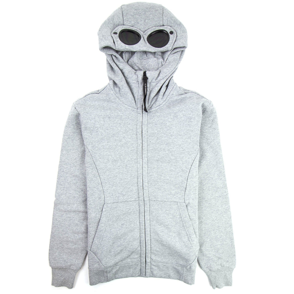 CP Company Diagonal Raised Fleece Goggle Full Zip Hoodie Grey M93
