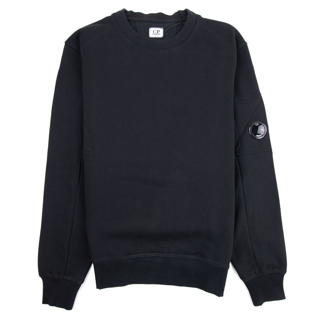 CP Company Diagonal Raised Fleece Lens Crew Sweatshirt Black 999