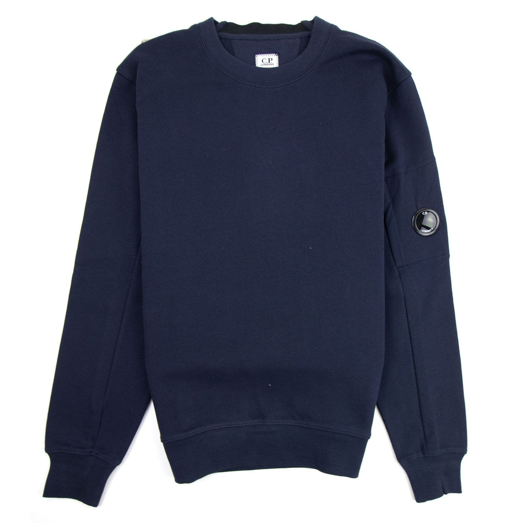 CP Company Diagonal Raised Fleece Lens Crew Sweatshirt Navy 888