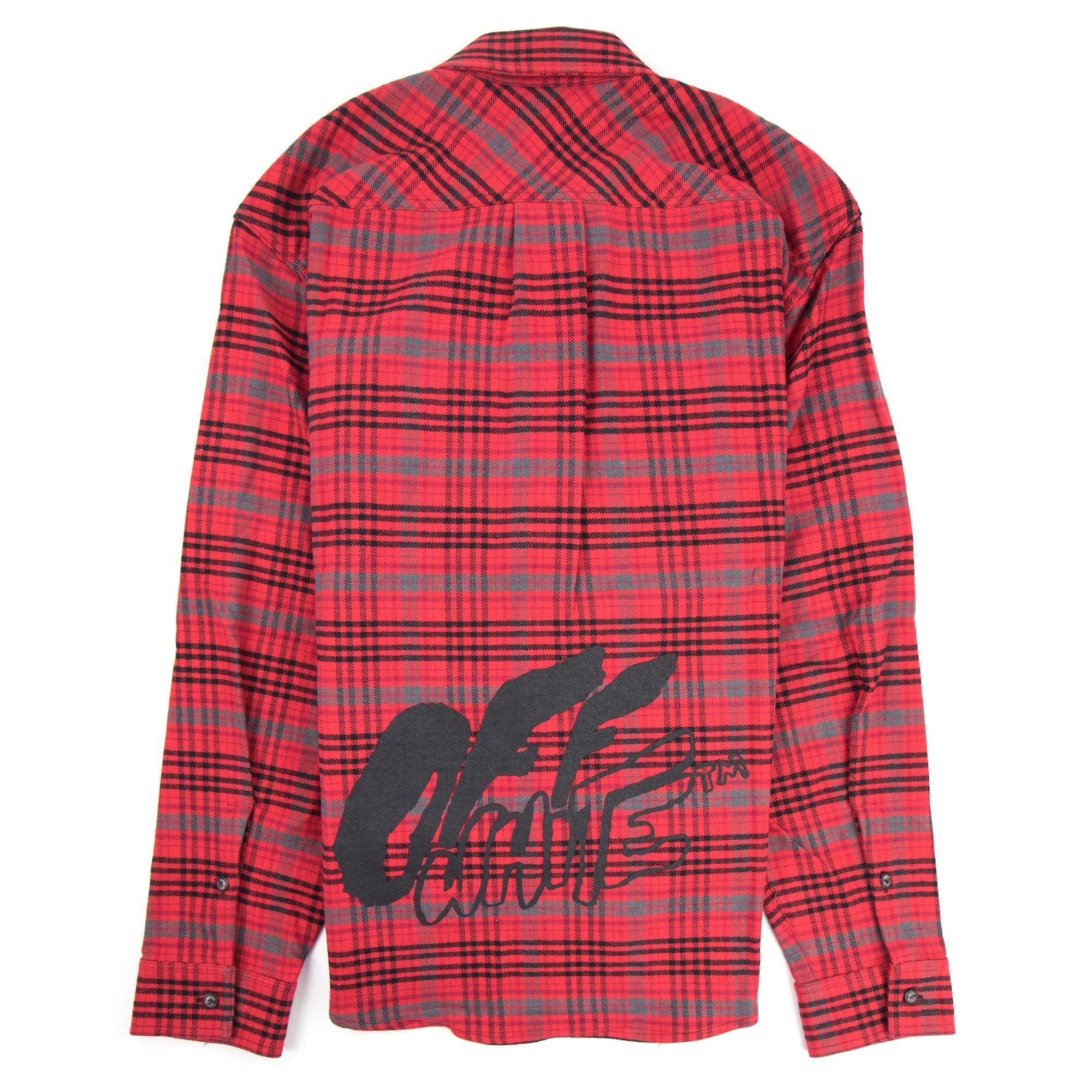 Off White Checked Oversized Flannel Overshirt Red/black