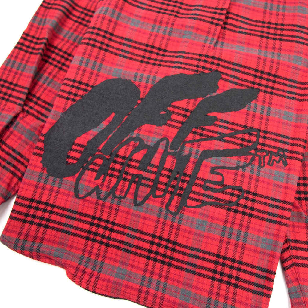 Off White Checked Oversized Flannel Overshirt Red/black