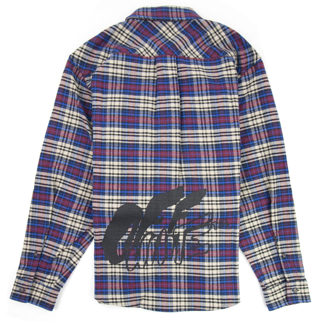 Off White Checked Oversized Flannel Shirt Blue/black