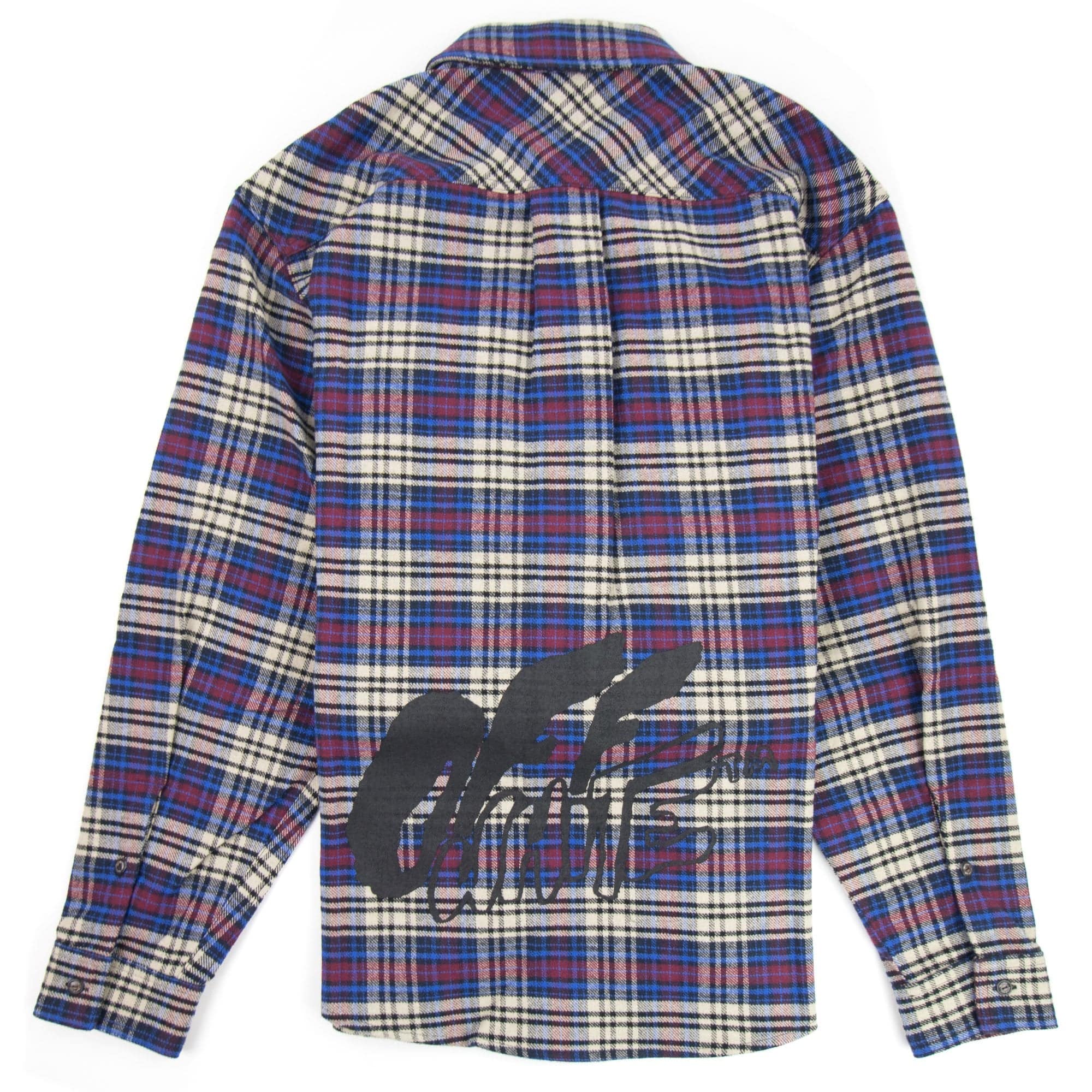 Off White Checked Oversized Flannel Shirt Blue/black