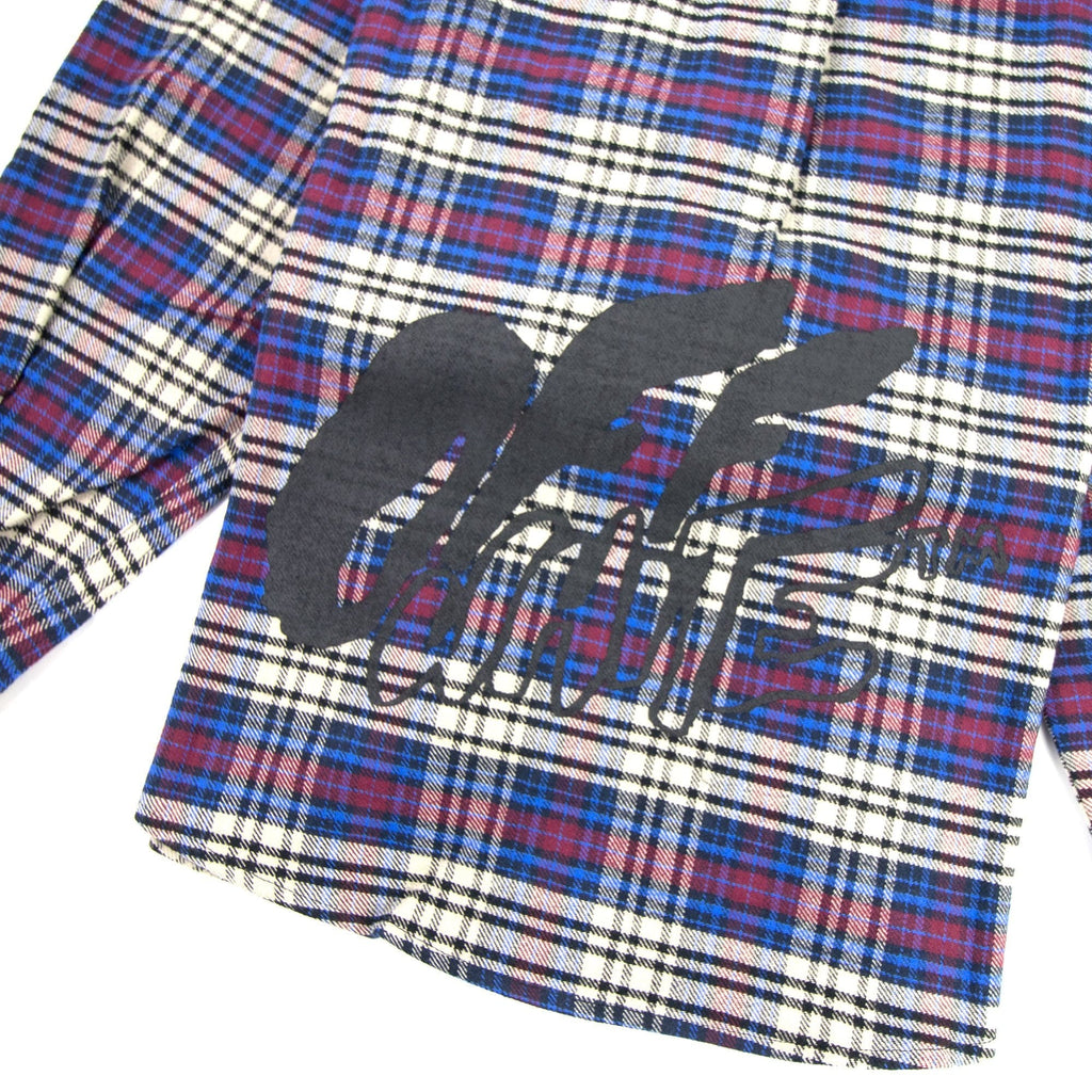 Off White Checked Oversized Flannel Shirt Blue/black
