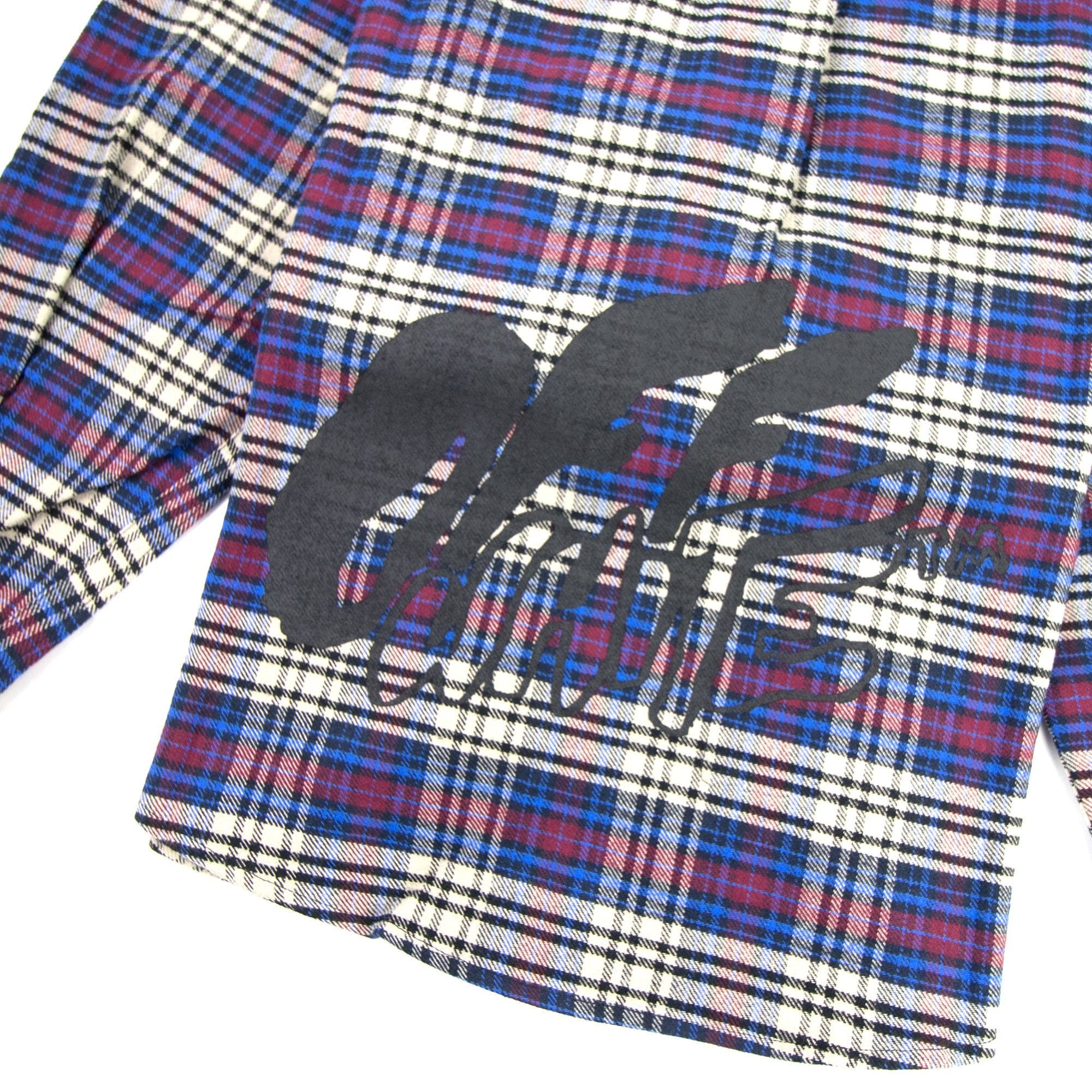 Off White Checked Oversized Flannel Shirt Blue/black