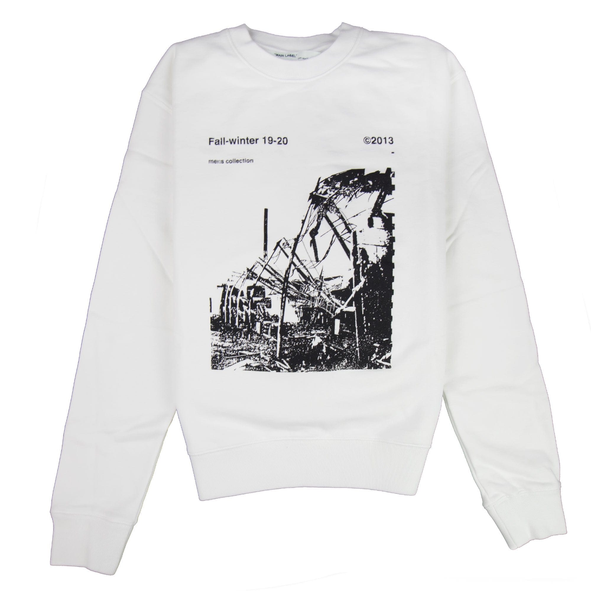 Off White Ruined Factory Crew Neck Sweatshirt White/black