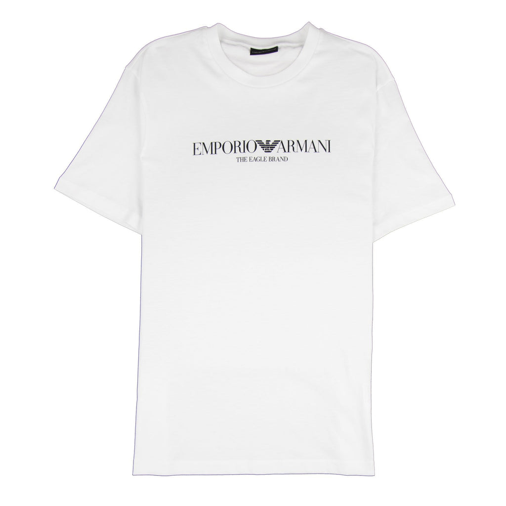 Emporio Armani The Eagle Brand Logo Printed T Shirt White 0100