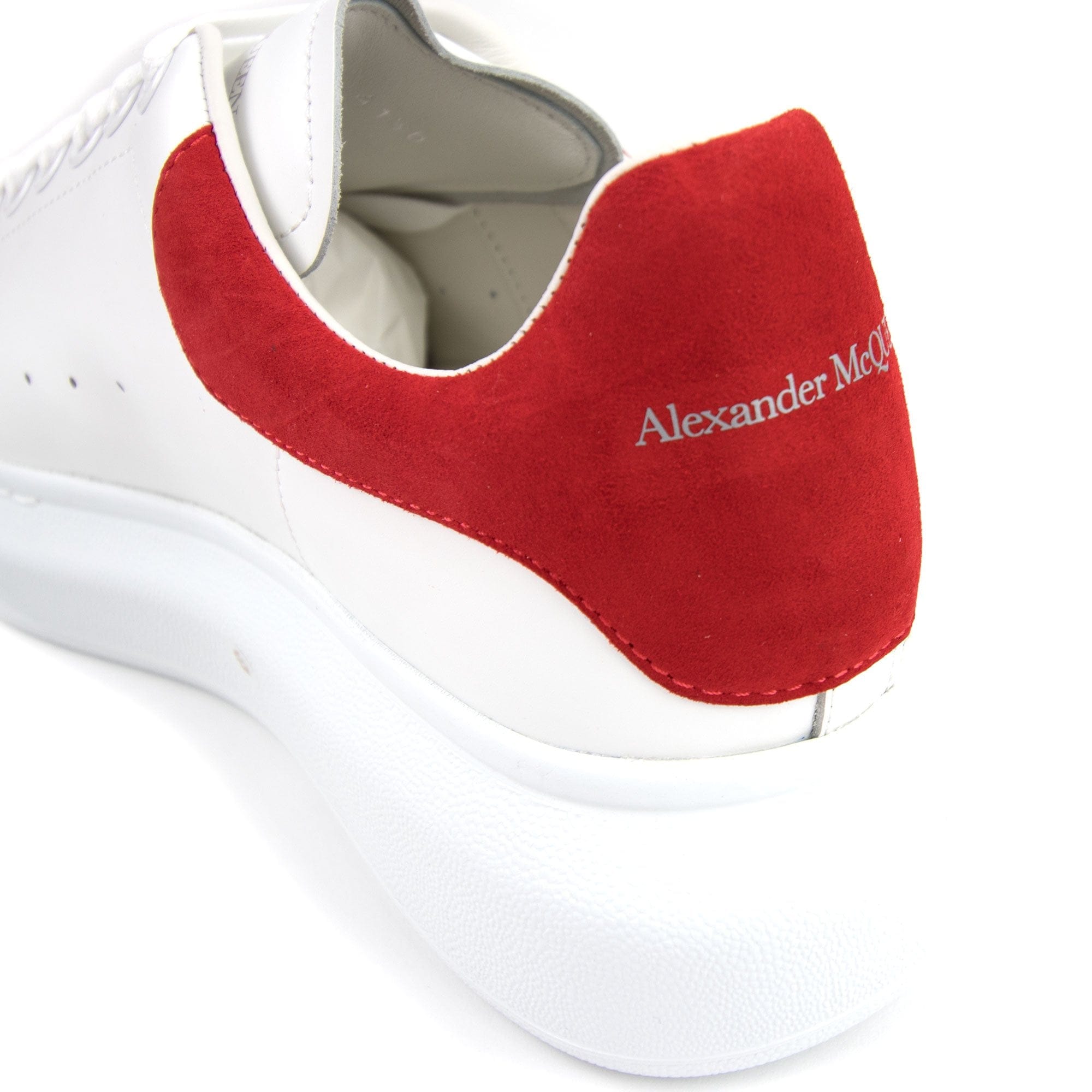 Alexander Mcqueen Exaggerated-sole Leather Sneakers 9676 White/red Velour
