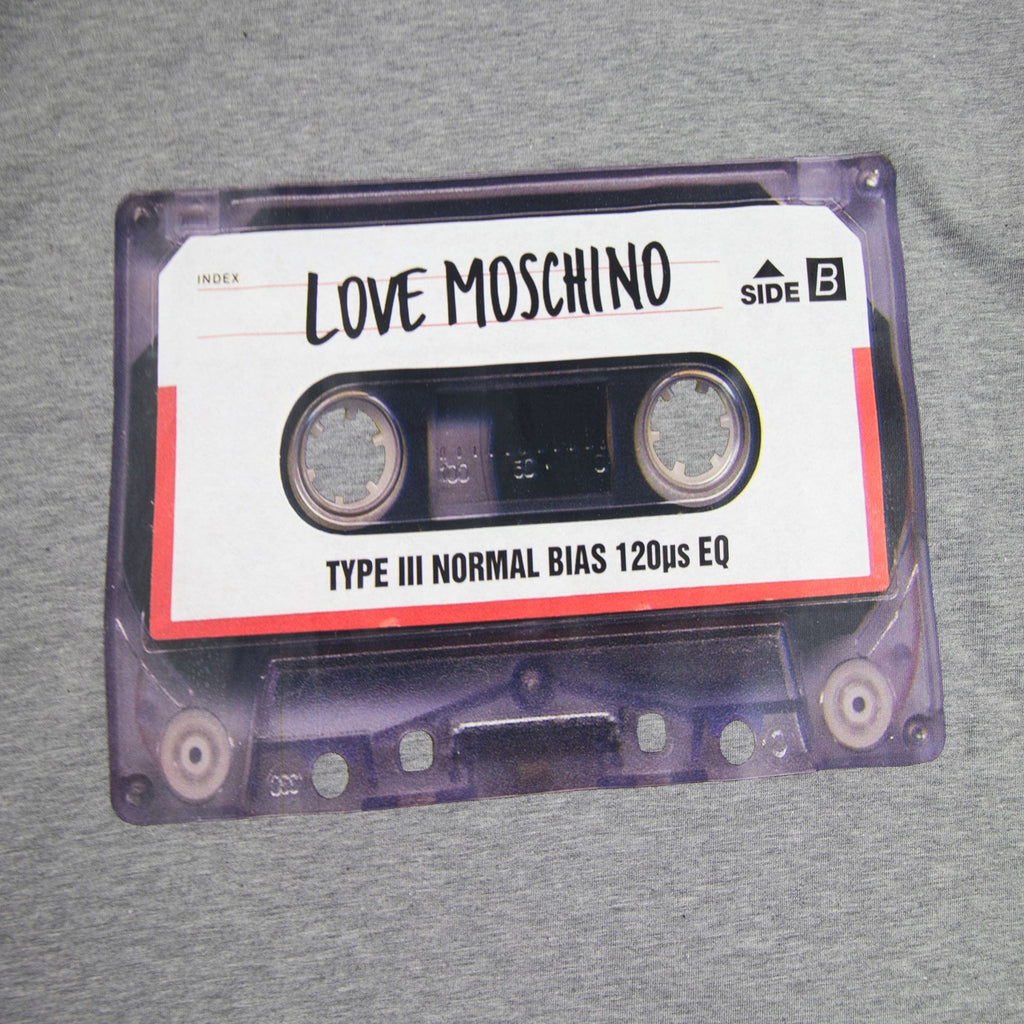 Love Moschino Cassette Print Logo T-Shirt Grey B733