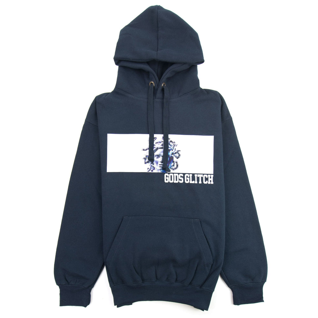 Gods Glitch Medusa Print Premium Hoodie Navy