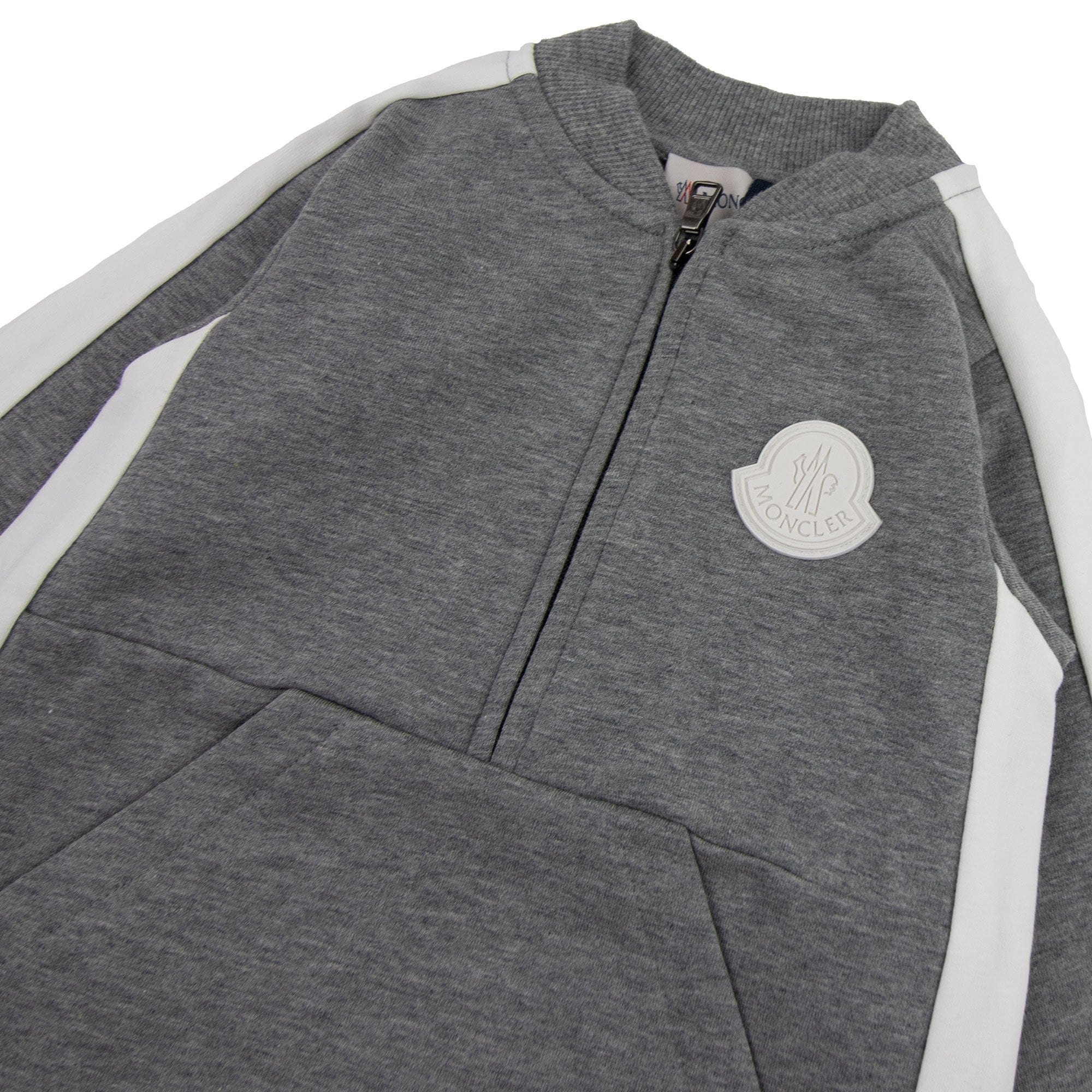 Moncler Junior Pagliaccetto Rubber Logo Romper Grey 986