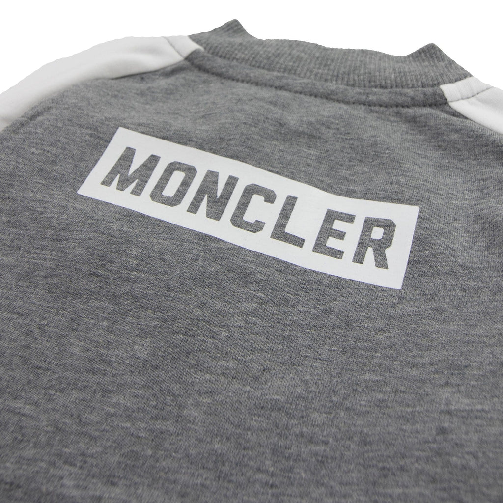 Moncler Junior Pagliaccetto Rubber Logo Romper Grey 986