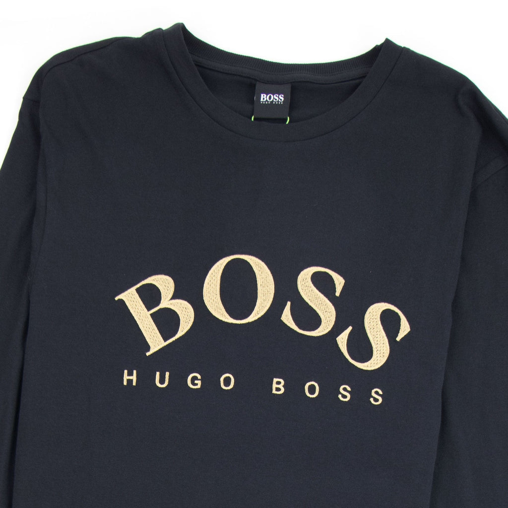 Hugo Boss Curved Embroidered Large Logo Togn LS T-Shirt